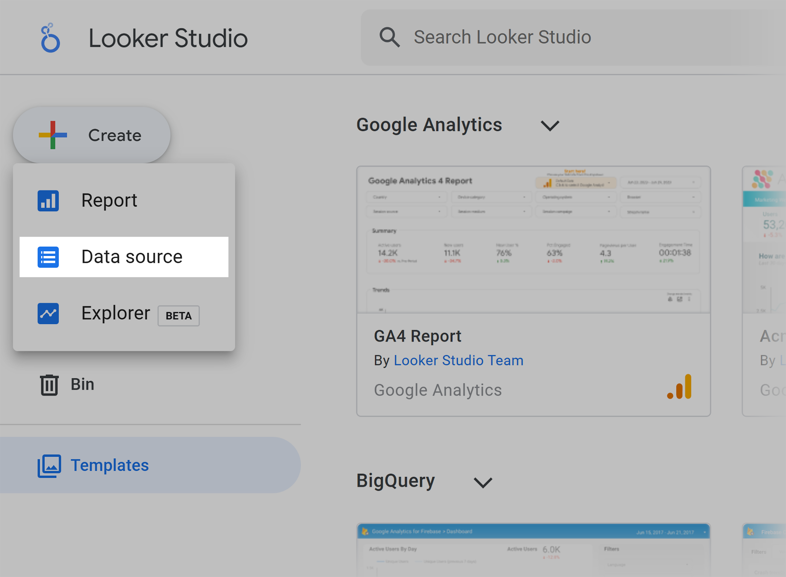 Looker Studio – Create – Data Source Looker Studio – Create – Data Source