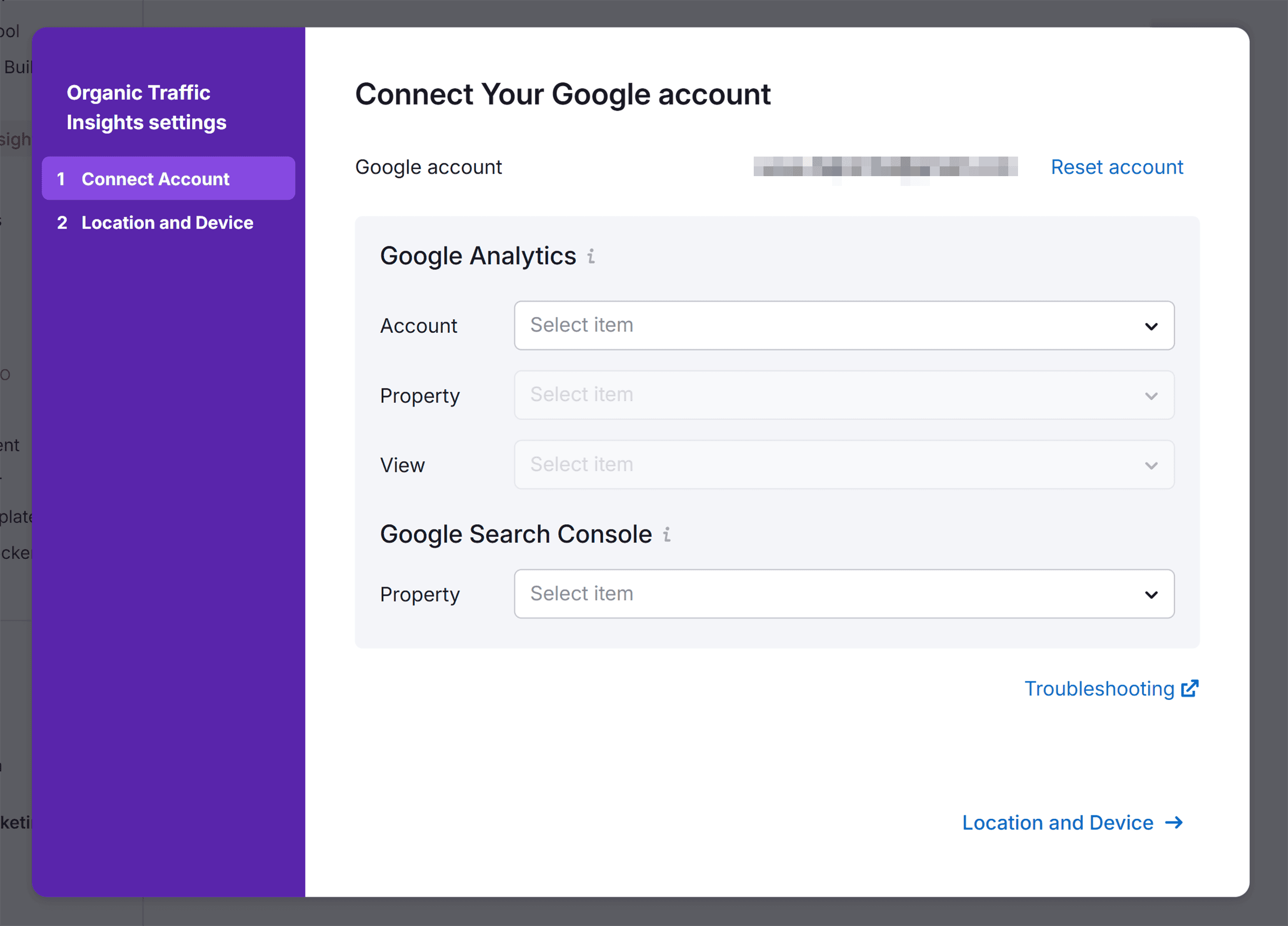 Organic Traffic Insights – Connect Google Account Organic Traffic Insights – Connect Google Account