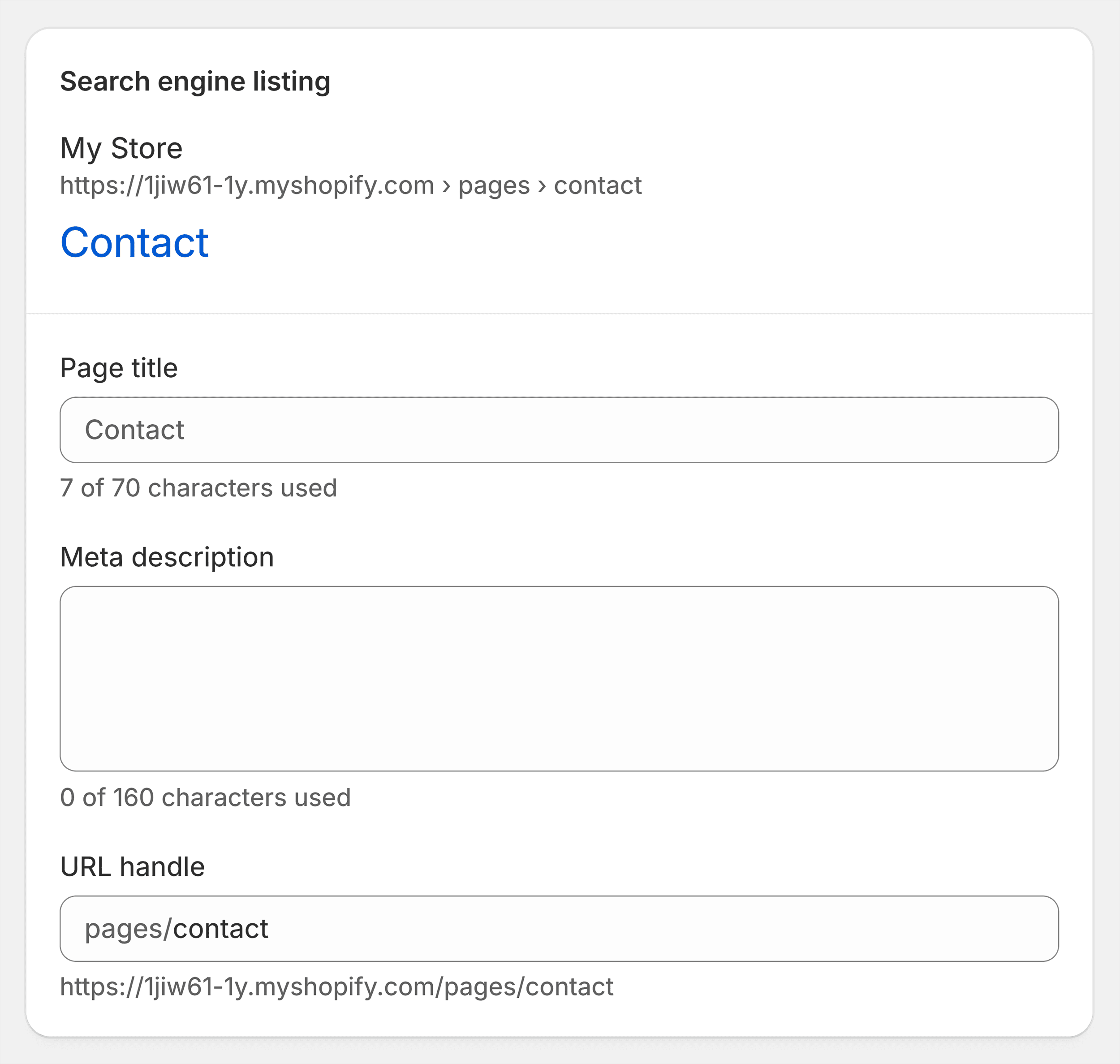 Shopify – Pages – Meta tags Shopify – Pages – Meta tags