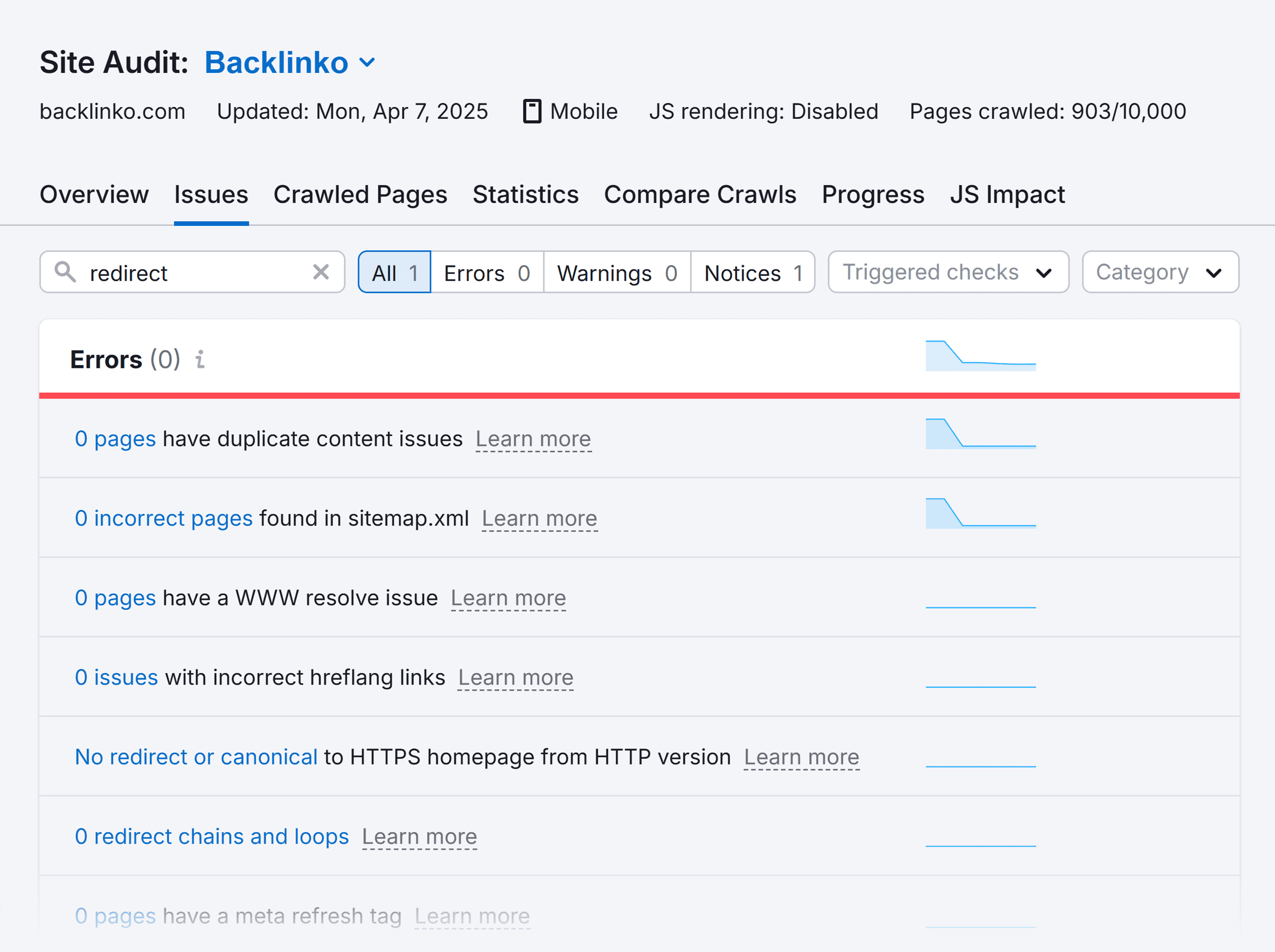 Site Audit – Backlinko – Issues – Redirect Site Audit – Backlinko – Issues – Redirect