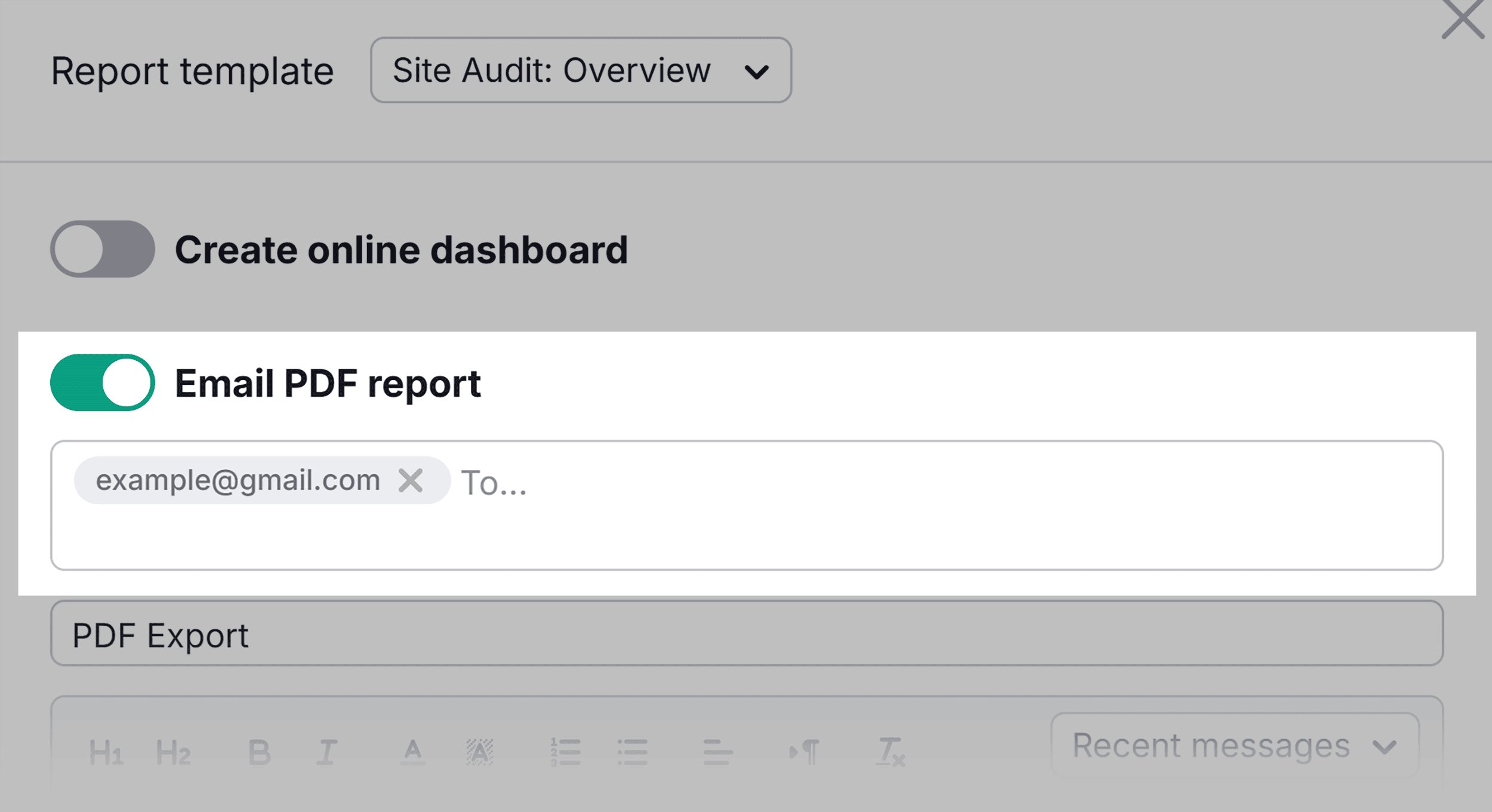 Site Audit – PDF Export – Export by Email Site Audit – PDF Export – Export by Email