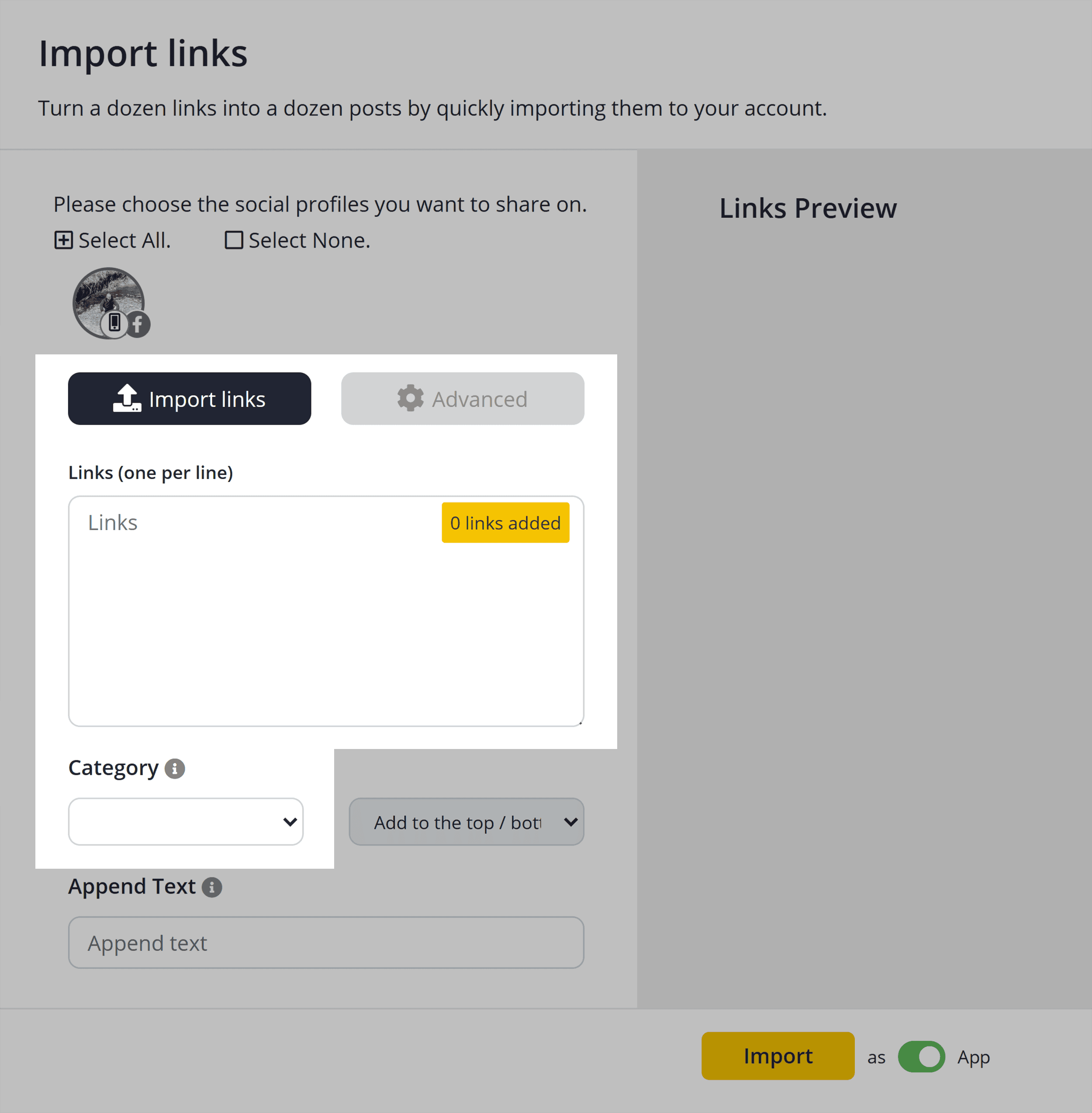 SocialBee – Content – Import links SocialBee – Content – Import links