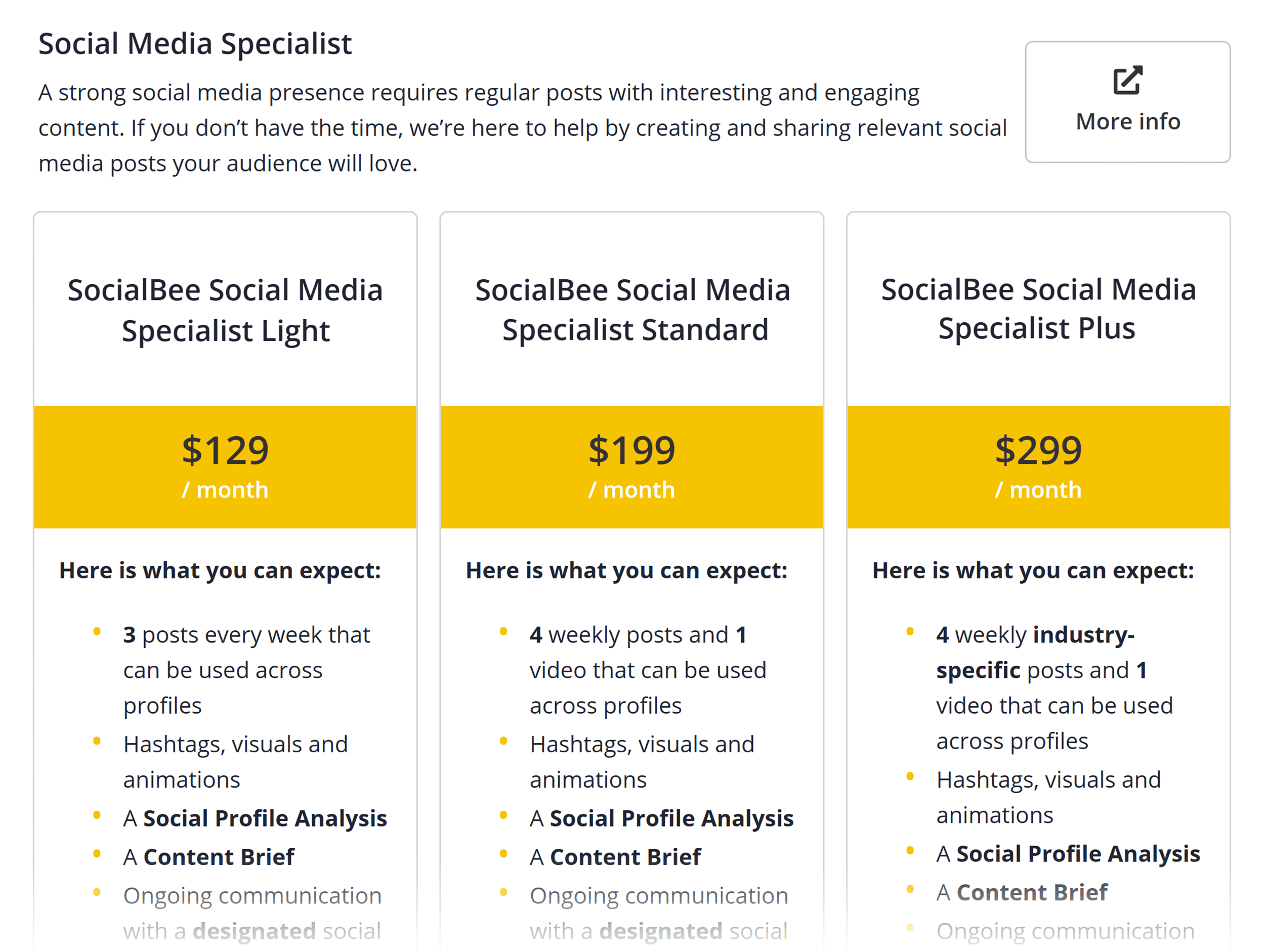 SocialBee – Service packages SocialBee – Service packages