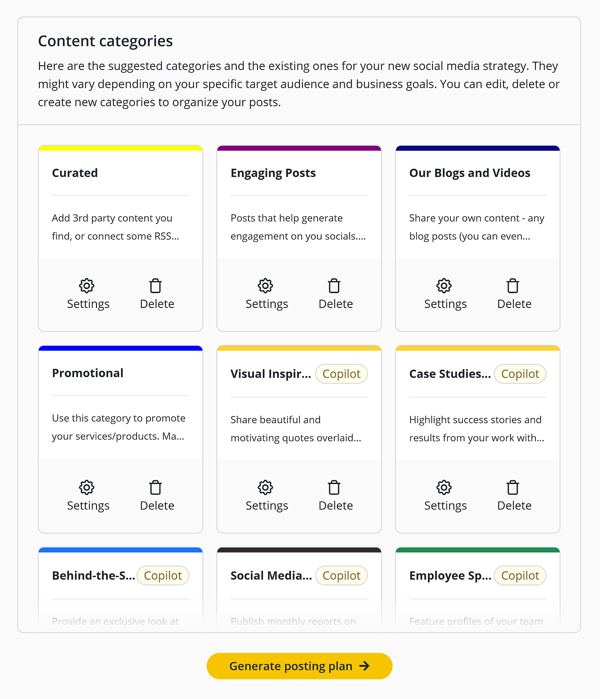 SocialBee – Social Media Copilot – Content categories SocialBee – Social Media Copilot – Content categories