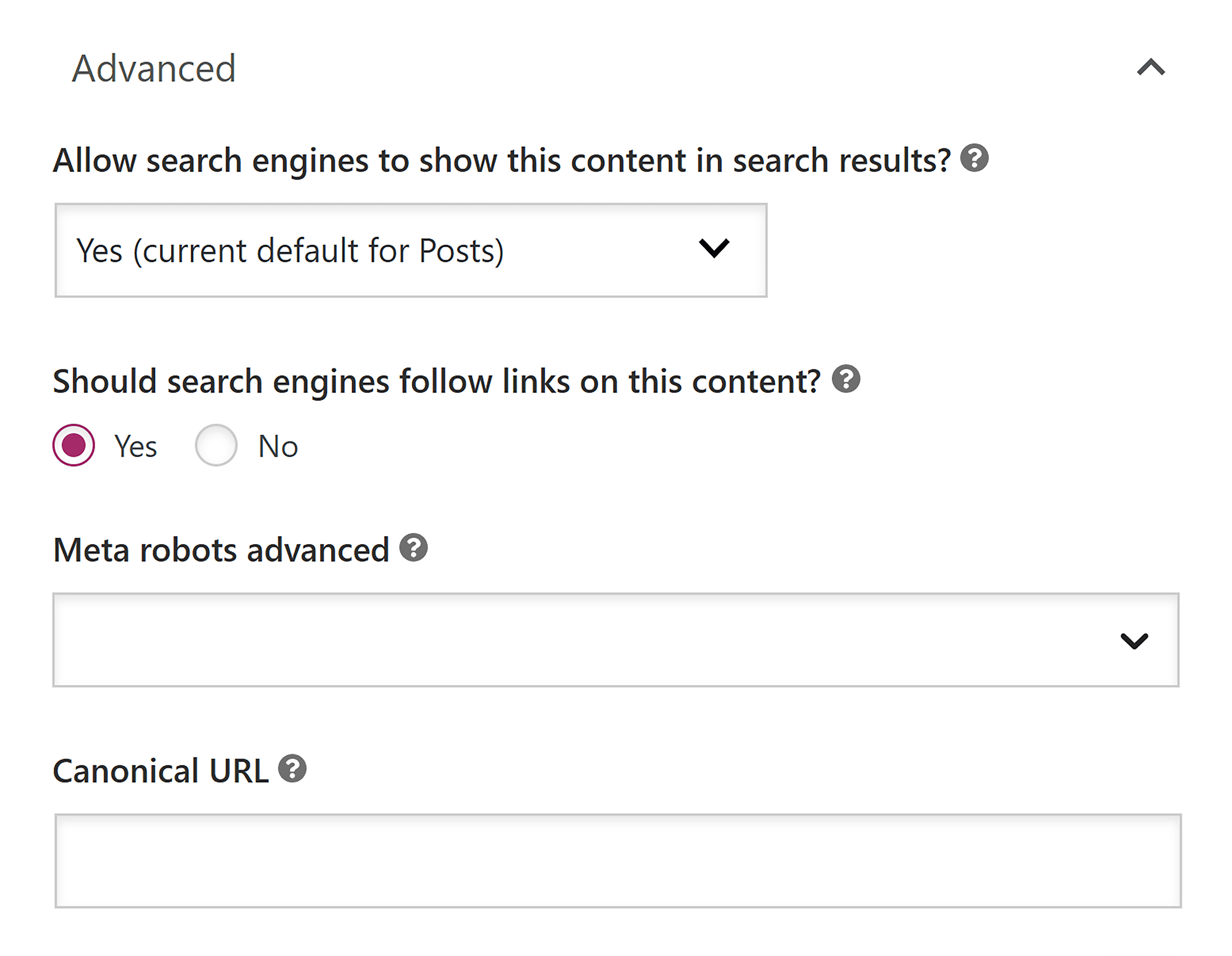Yoast – Advanced settings Yoast – Advanced settings