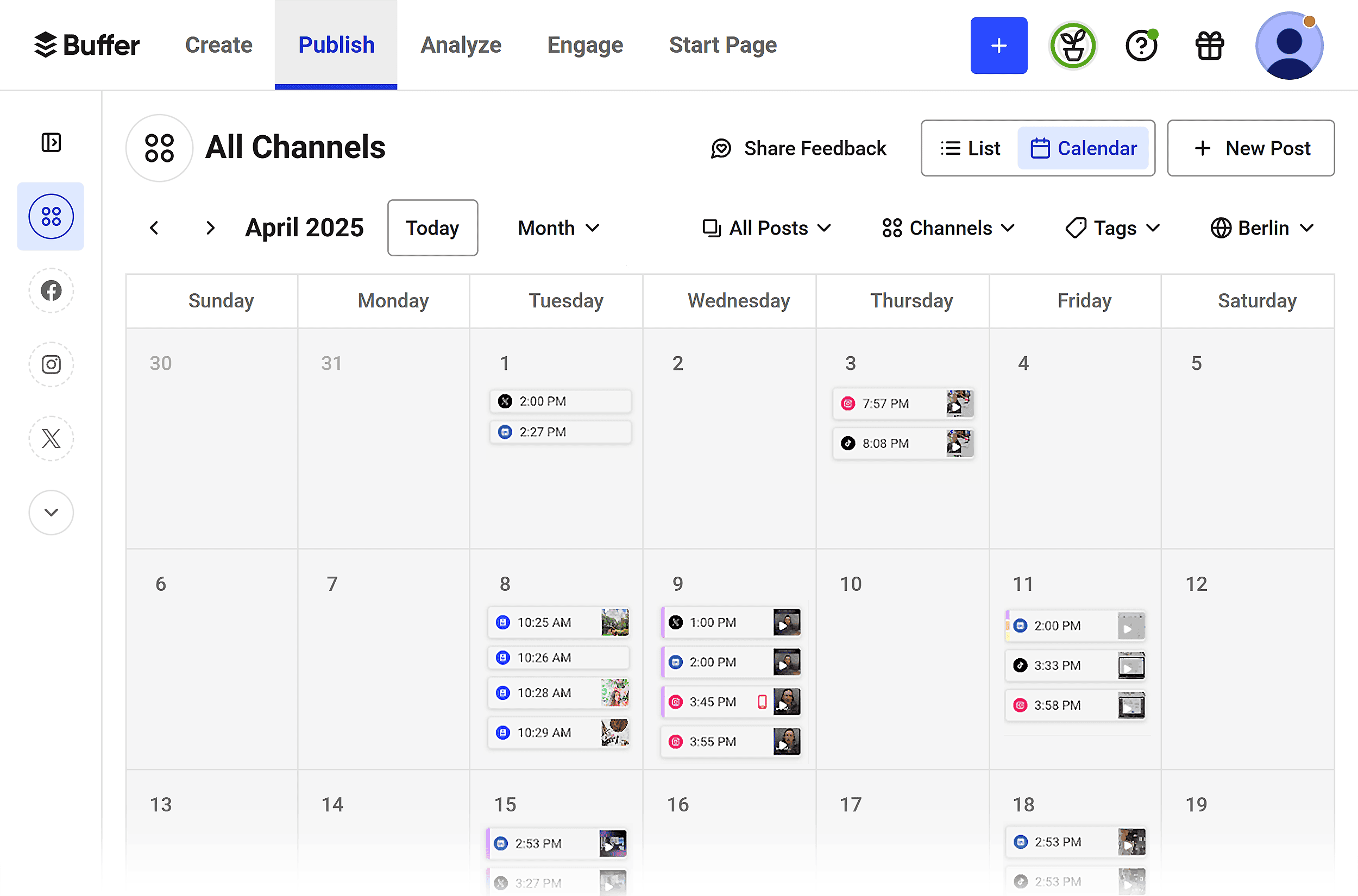 Buffer – Monthly calendar – Color codes Buffer – Monthly calendar – Color codes