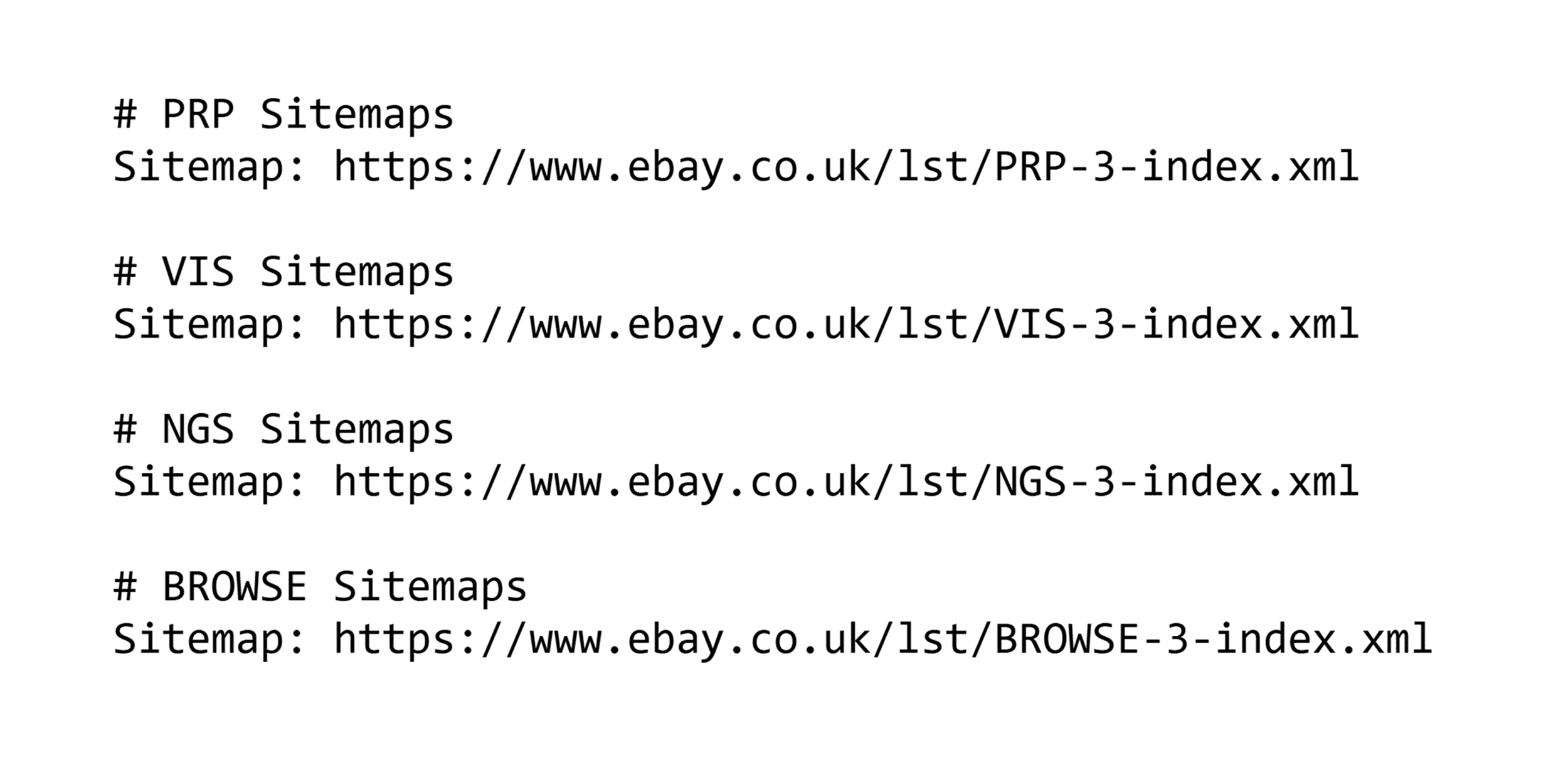 eBay – Sets of sitemaps for regional domains eBay – Sets of sitemaps for regional domains