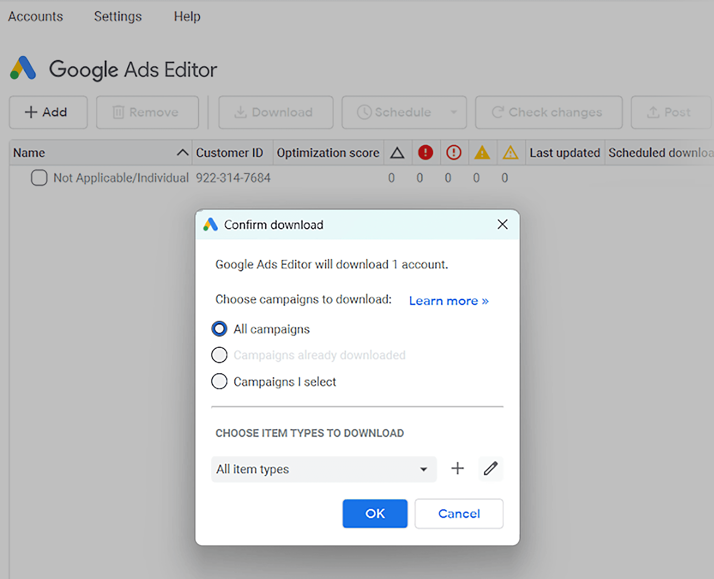 Google Ads Editor – First message Google Ads Editor – First message