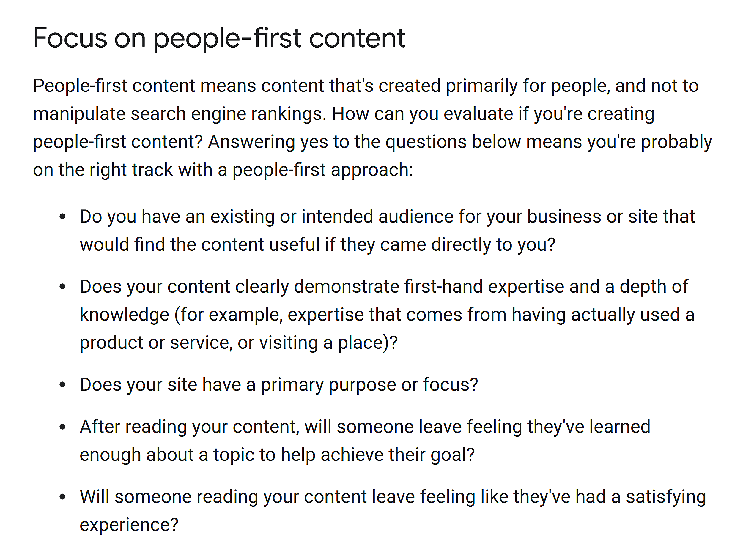 Google Search Central – Focus on people-first content Google Search Central – Focus on people-first content