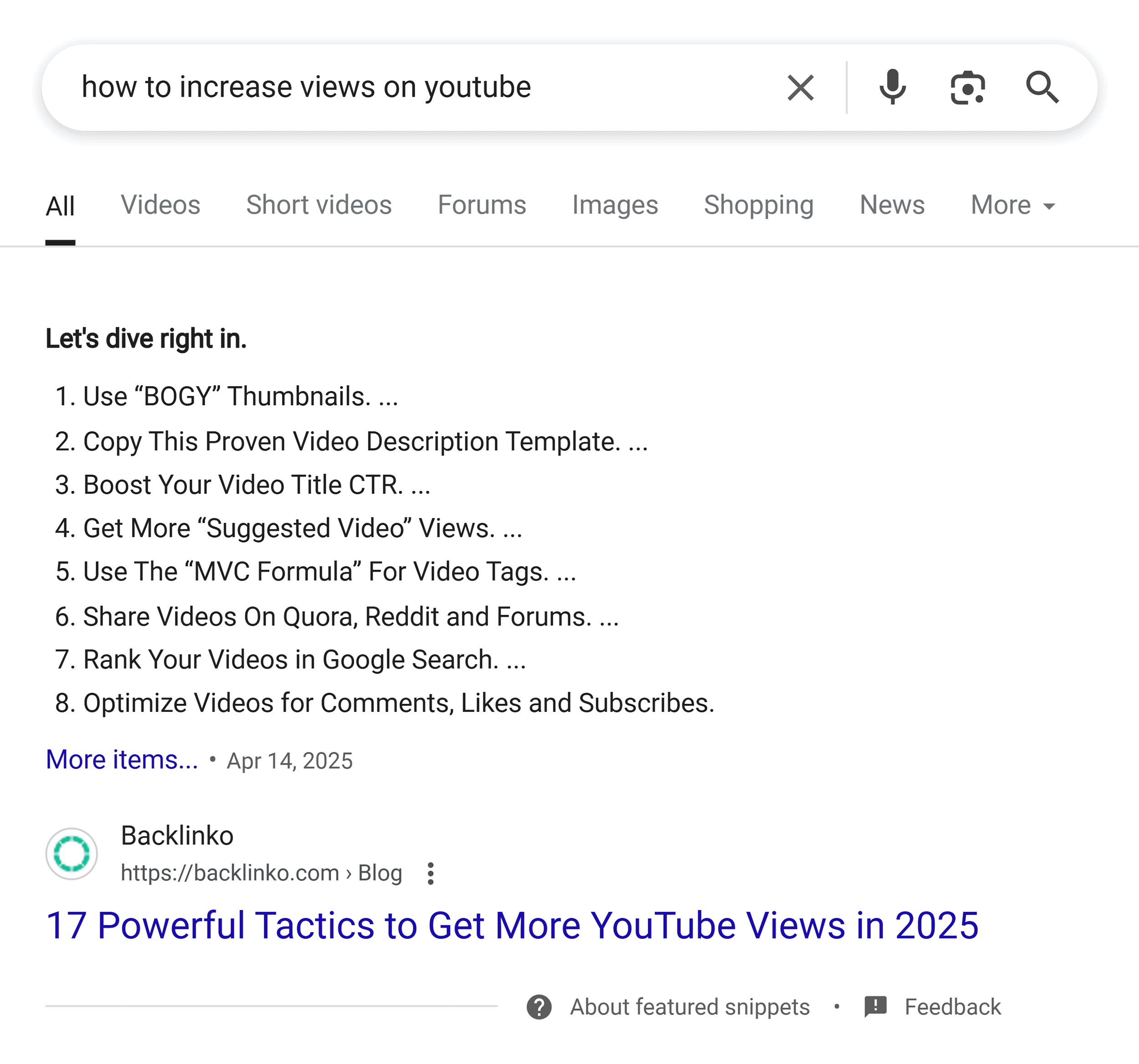 Google SERP – How to increase views on YouTube – Featured snippet Google SERP – How to increase views on YouTube – Featured snippet
