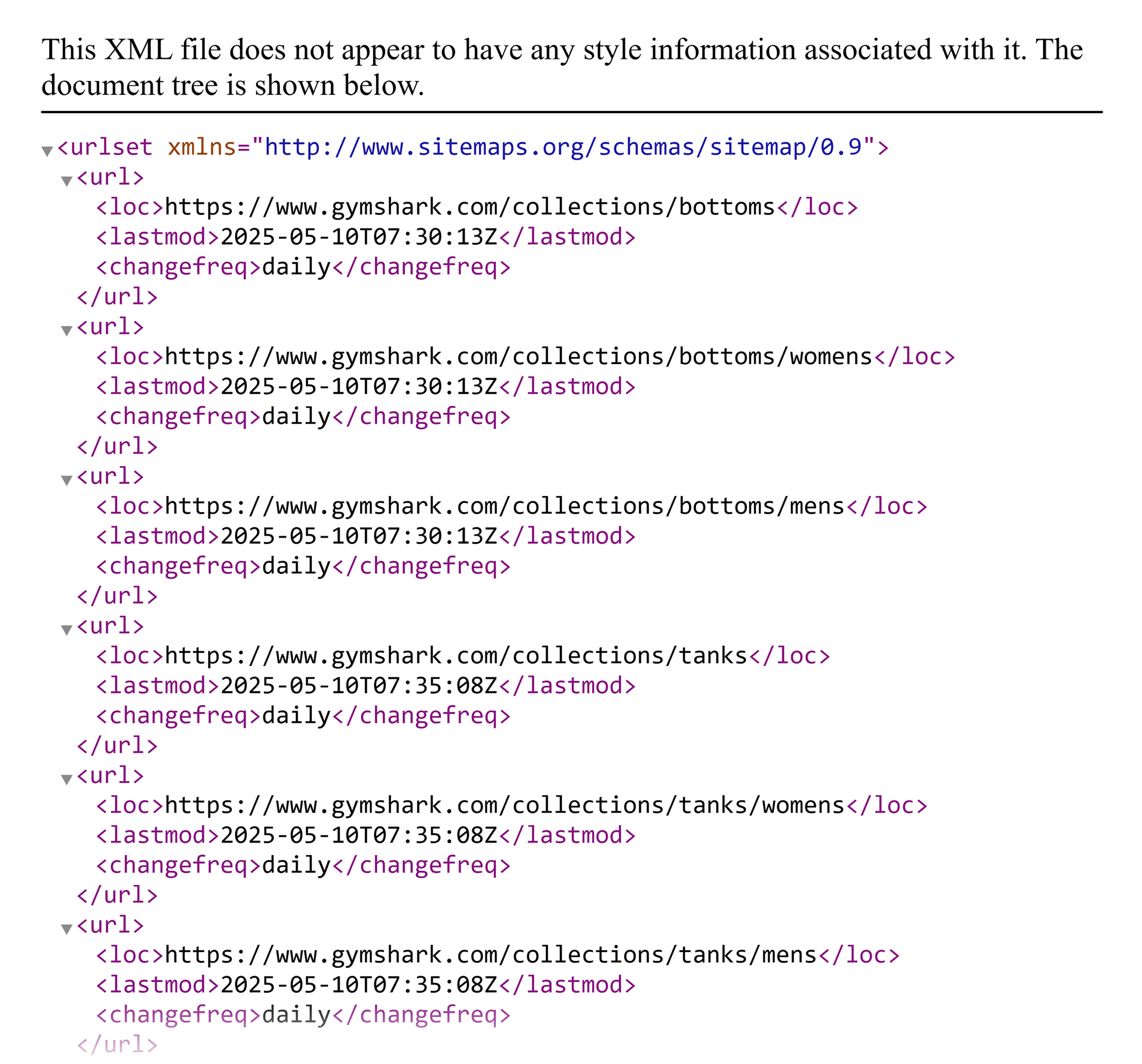 Gymshark – XML Sitemap collections Gymshark – XML Sitemap collections