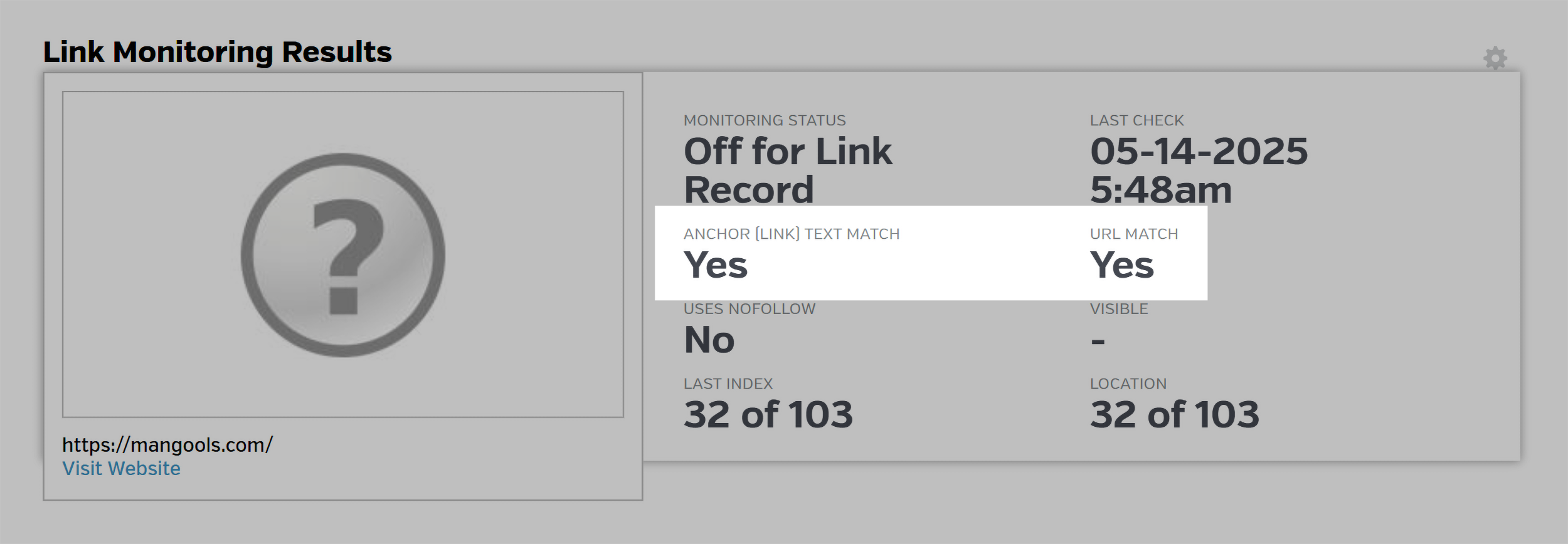 RavenTools – Link Manager – Monitor – Anchor Text & URL Match RavenTools – Link Manager – Monitor – Anchor Text & URL Match