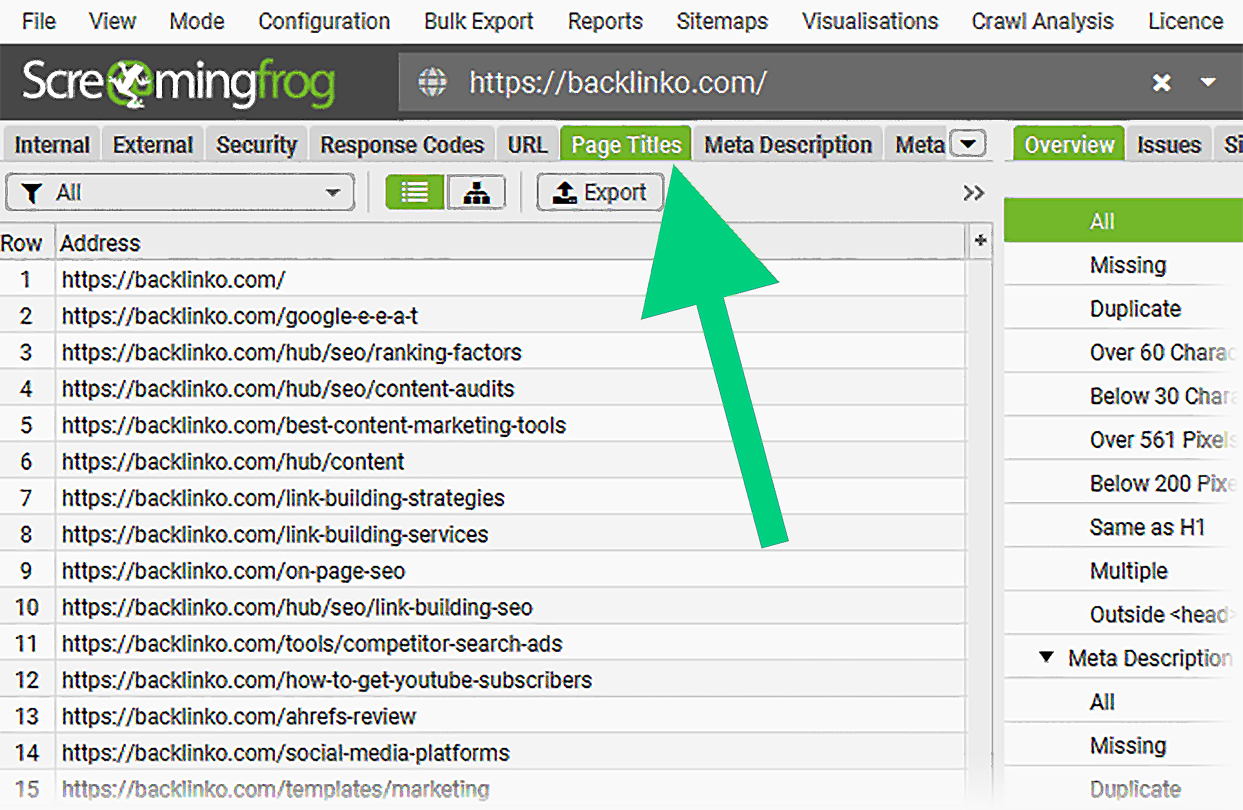Screaming Frog – Backlinko – Page Titles Screaming Frog – Backlinko – Page Titles