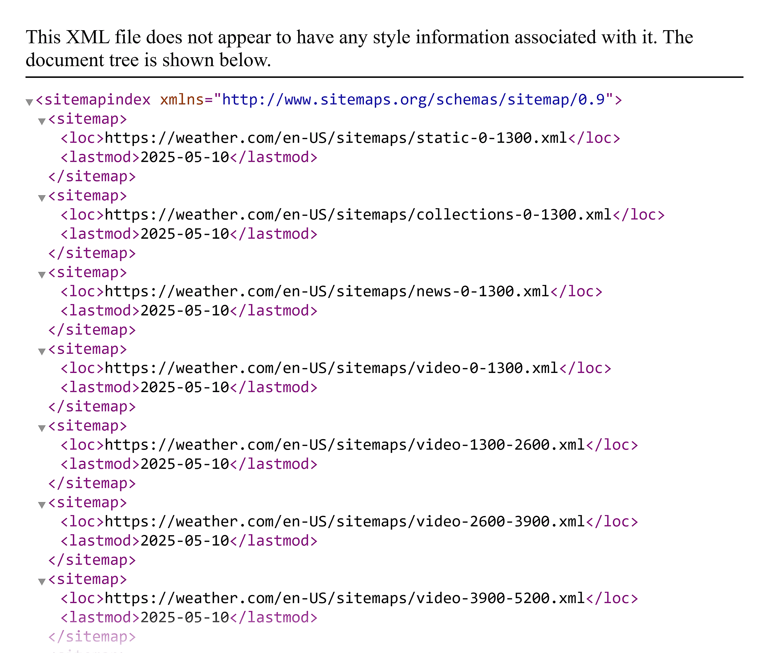 Weather XML Sitemap Weather XML Sitemap
