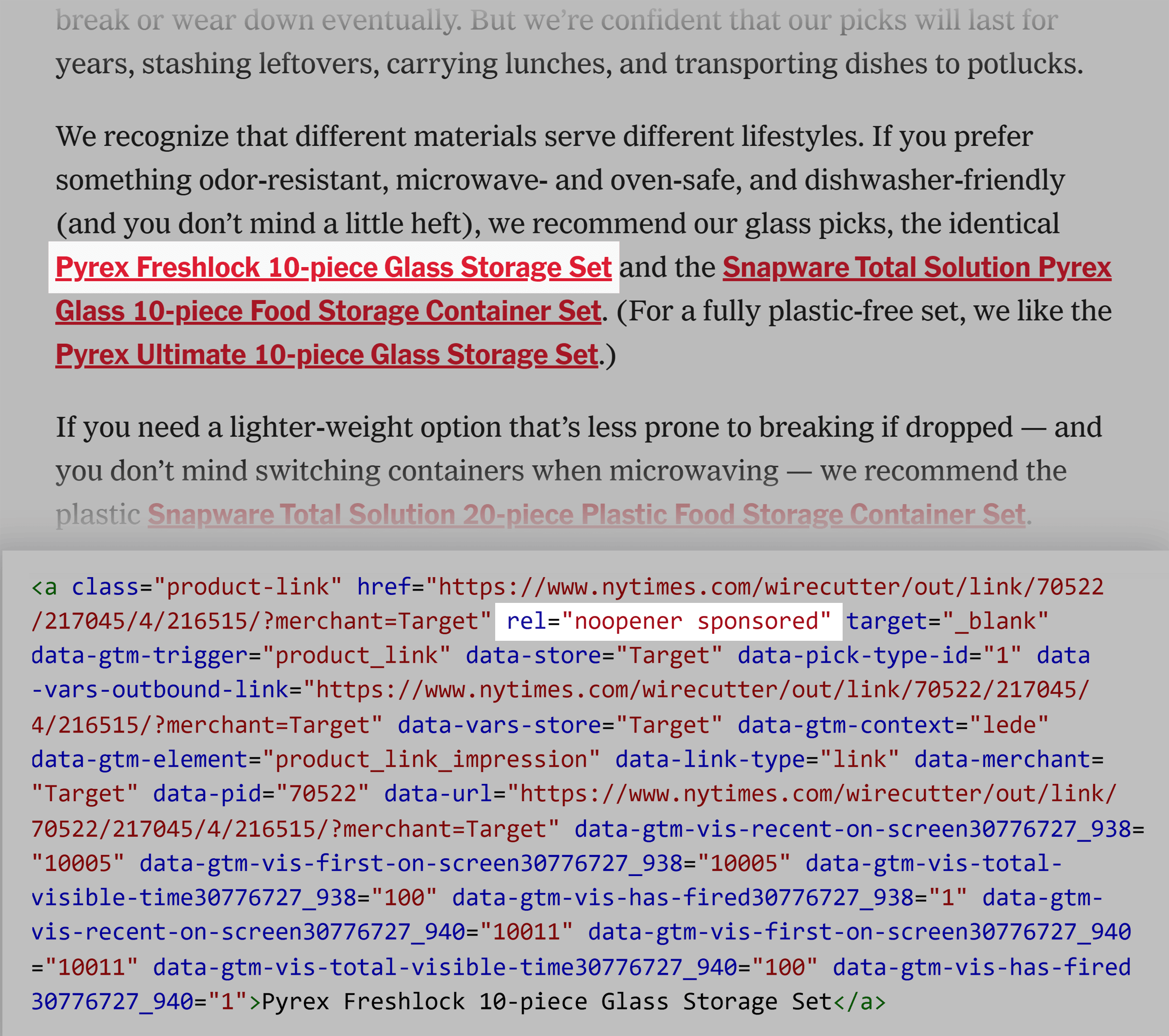Wirecutter – Sponsored attribute for paid link Wirecutter – Sponsored attribute for paid link