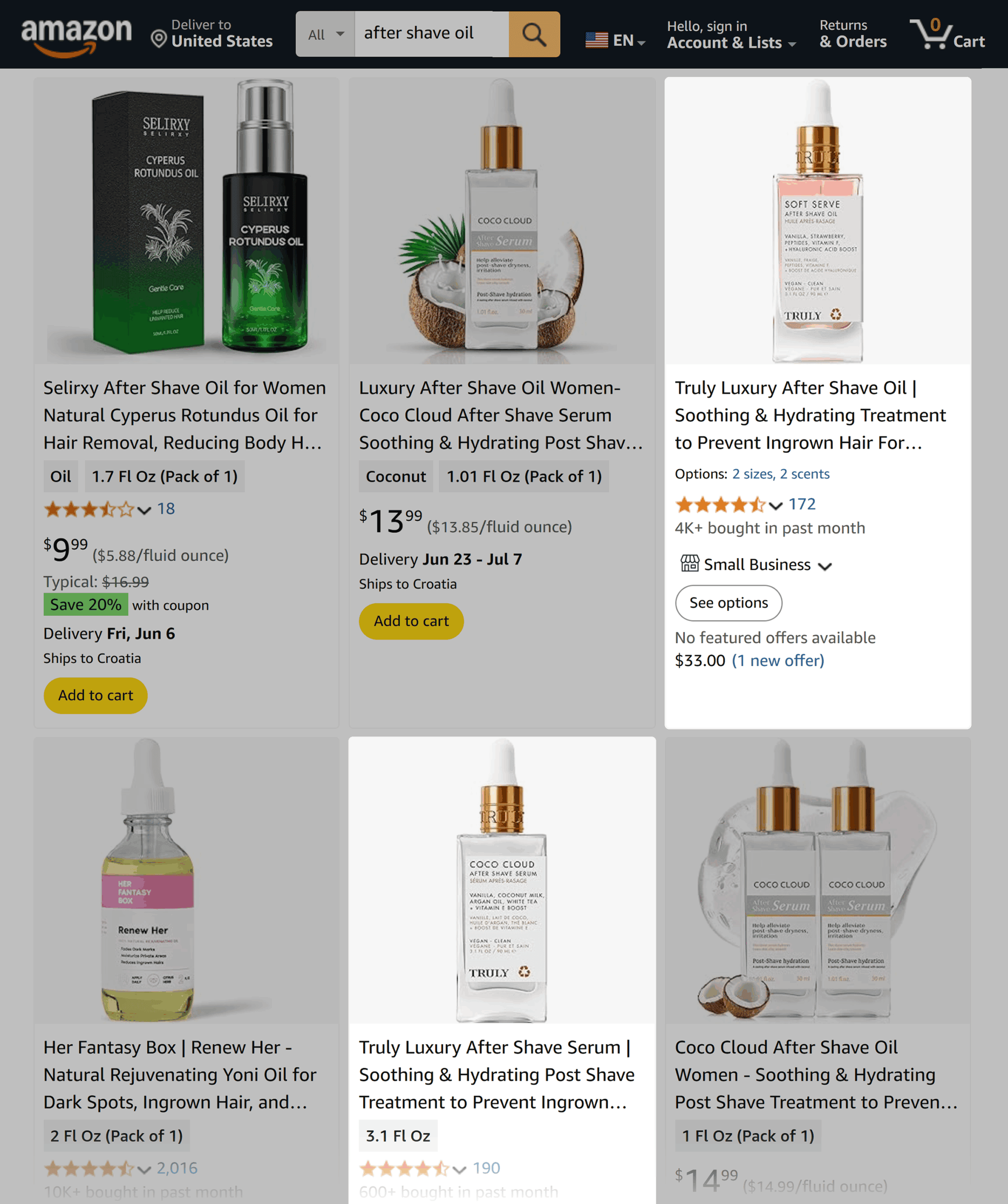 Amazon – After shave oil – Truly – Results Amazon – After shave oil – Truly – Results