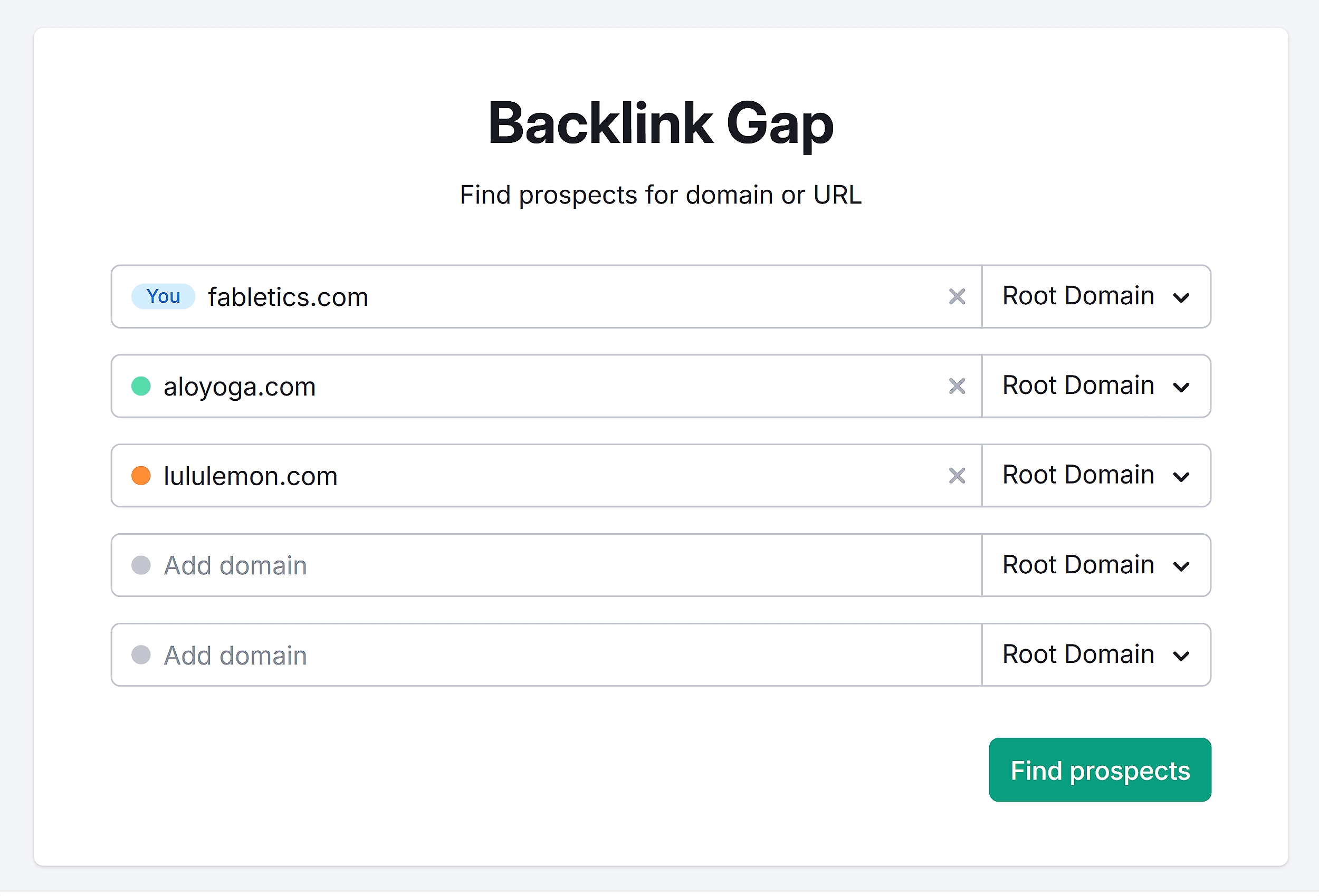 Backlink Gap – Fabletics – Find prospects Backlink Gap – Fabletics – Find prospects
