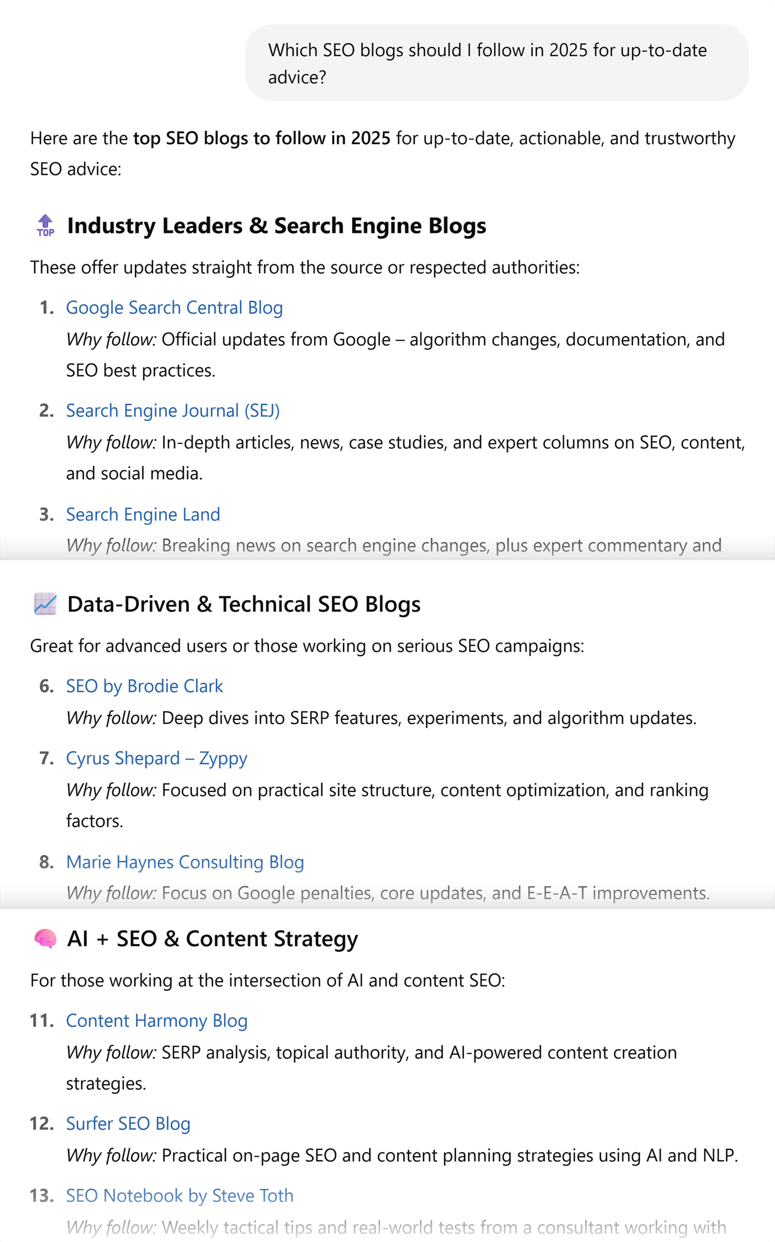 ChatGPT – SEO blogs to follow in 2025 – Logged in ChatGPT – SEO blogs to follow in 2025 – Logged in