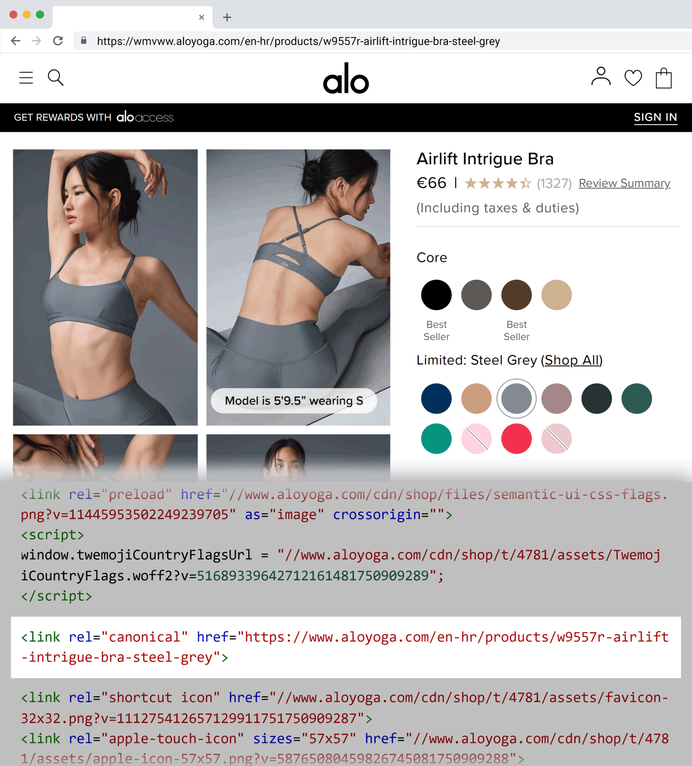 Alo Yoga – Each product variant includes a canonical tag Alo Yoga – Each product variant includes a canonical tag
