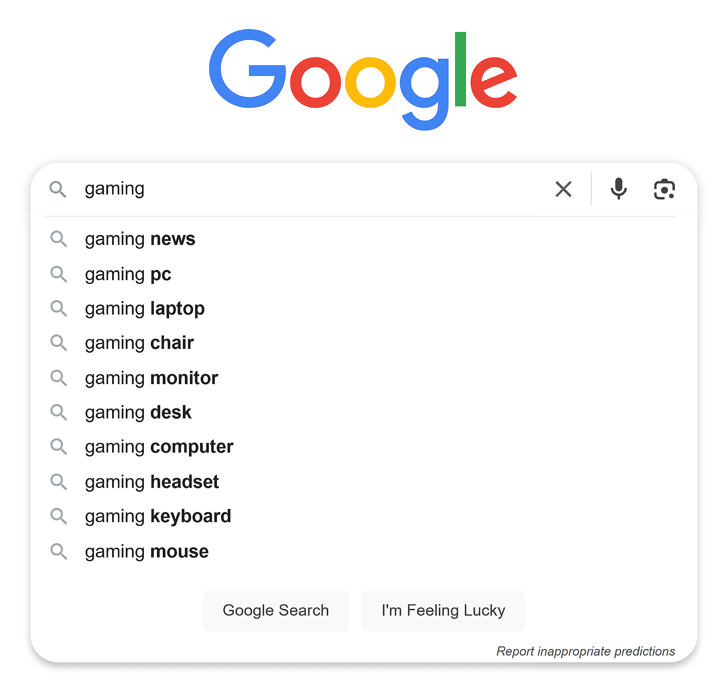 Google – Search suggestions – Gaming Google – Search suggestions – Gaming