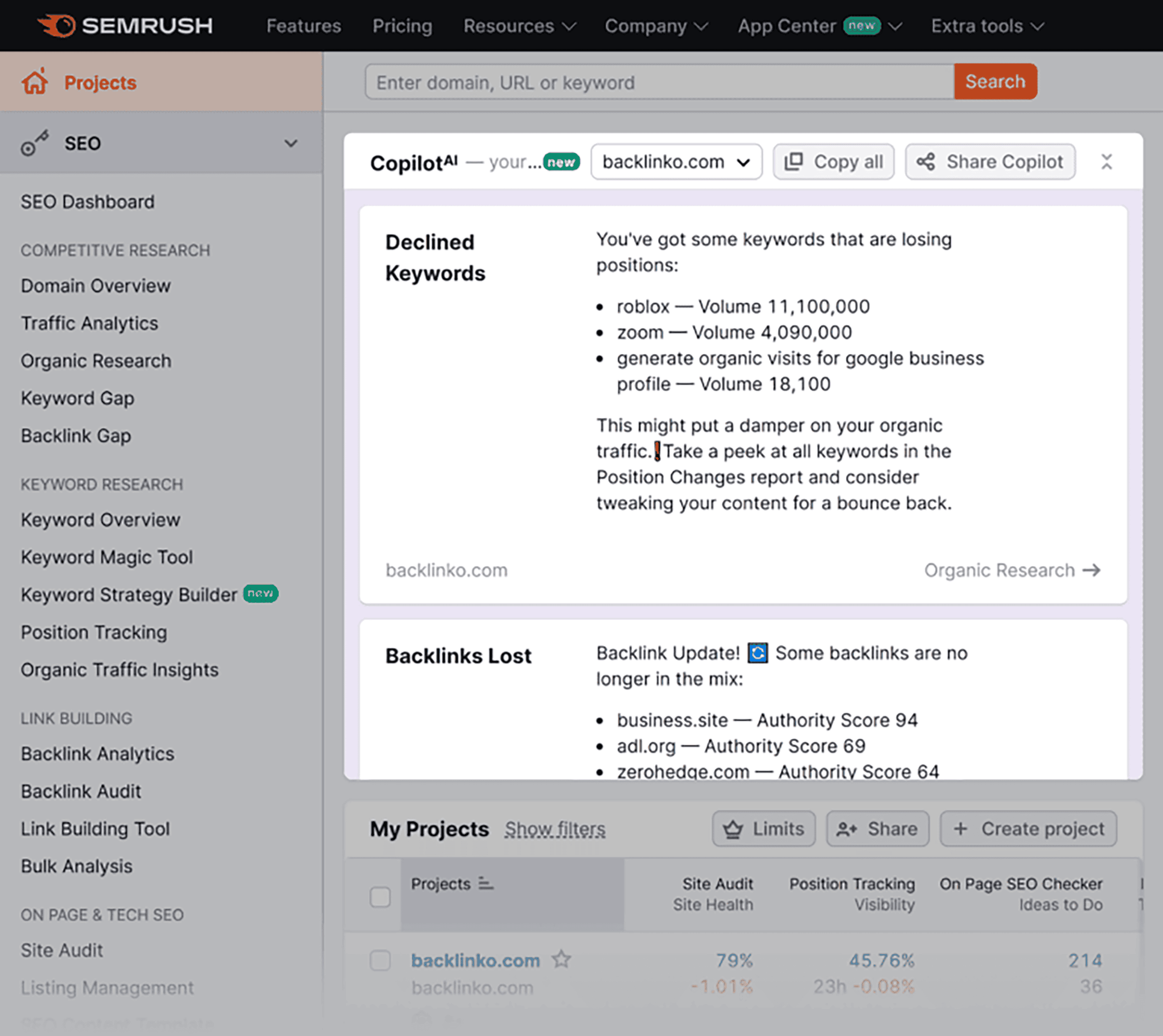 Semrush Copilot AI – Backlinko Semrush Copilot AI – Backlinko
