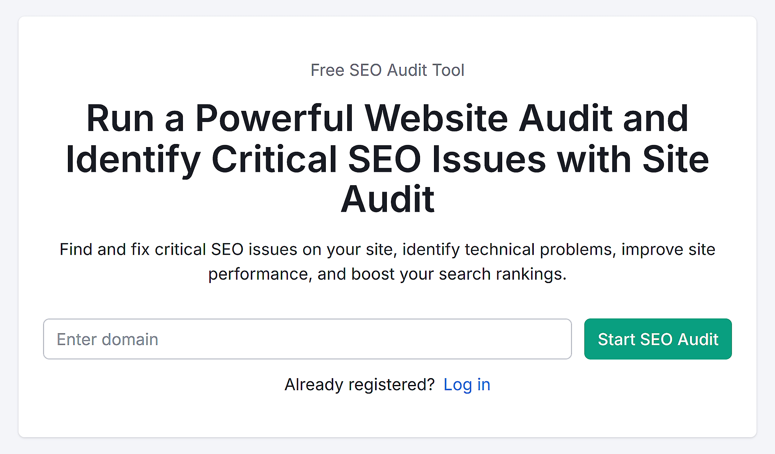 Semrush – Site Audit – Start Semrush – Site Audit – Start