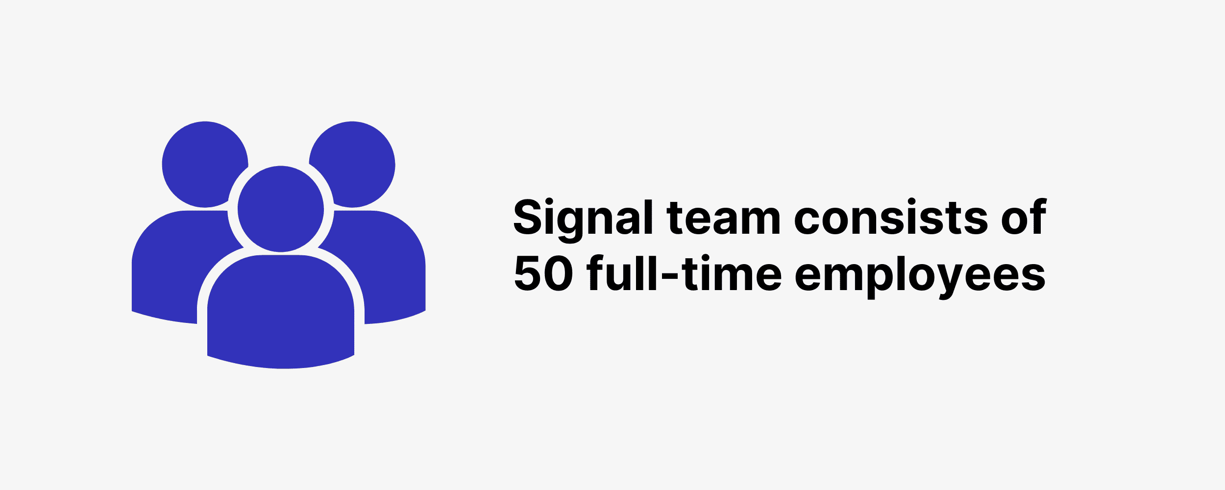Signal team consists of 50 full-time employees Signal team consists of 50 full-time employees