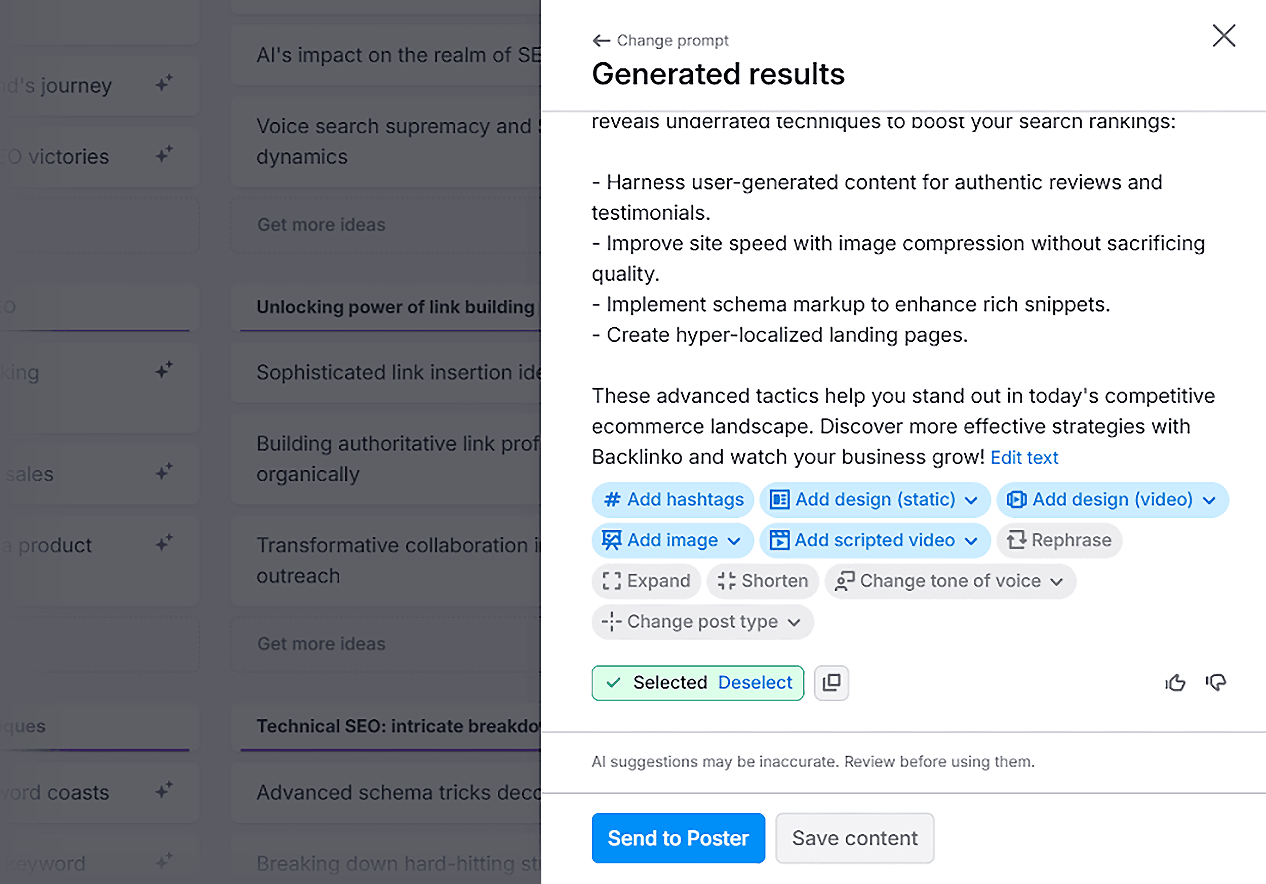 Social Content AI – Backlinko – Generated results Social Content AI – Backlinko – Generated results