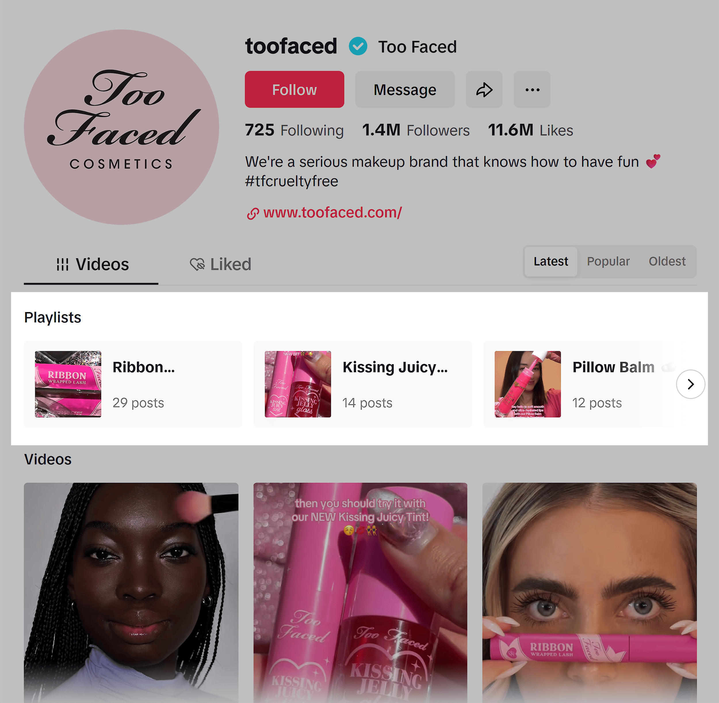 TikTok – Too Faced – Playlists TikTok – Too Faced – Playlists