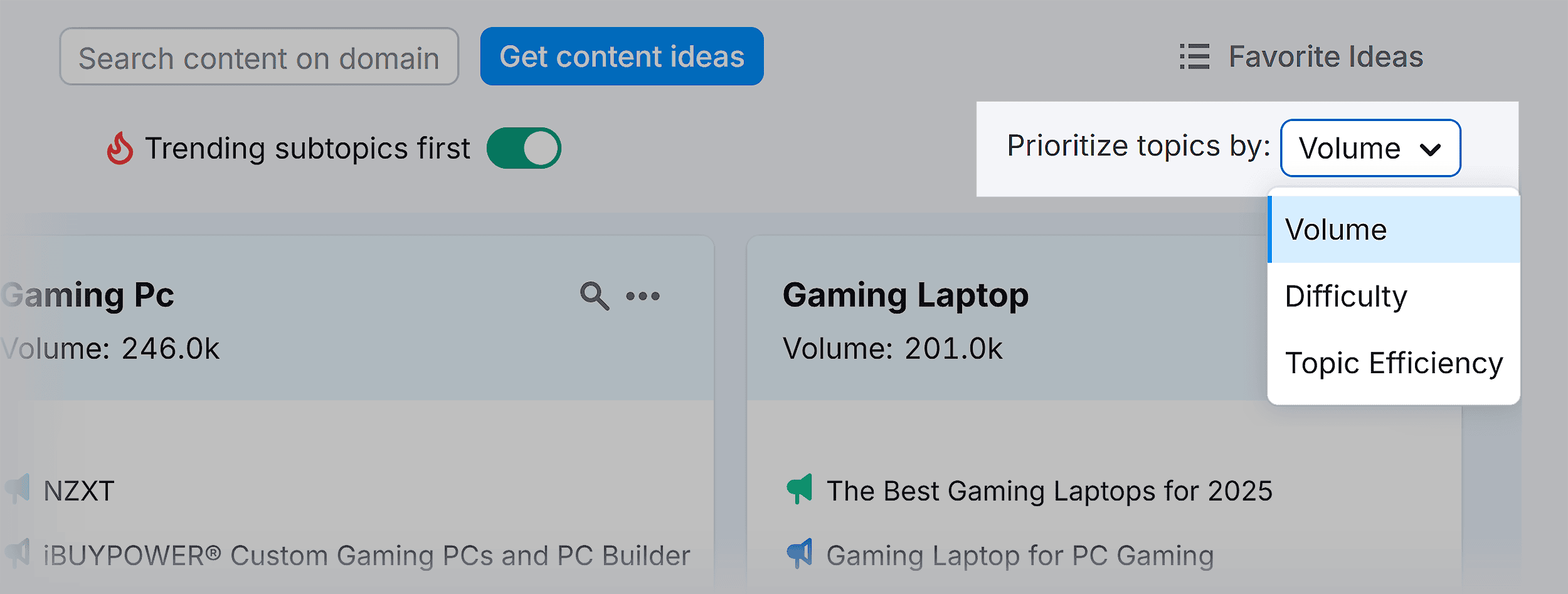 Topic Research – Prioritize topics by Topic Research – Prioritize topics by
