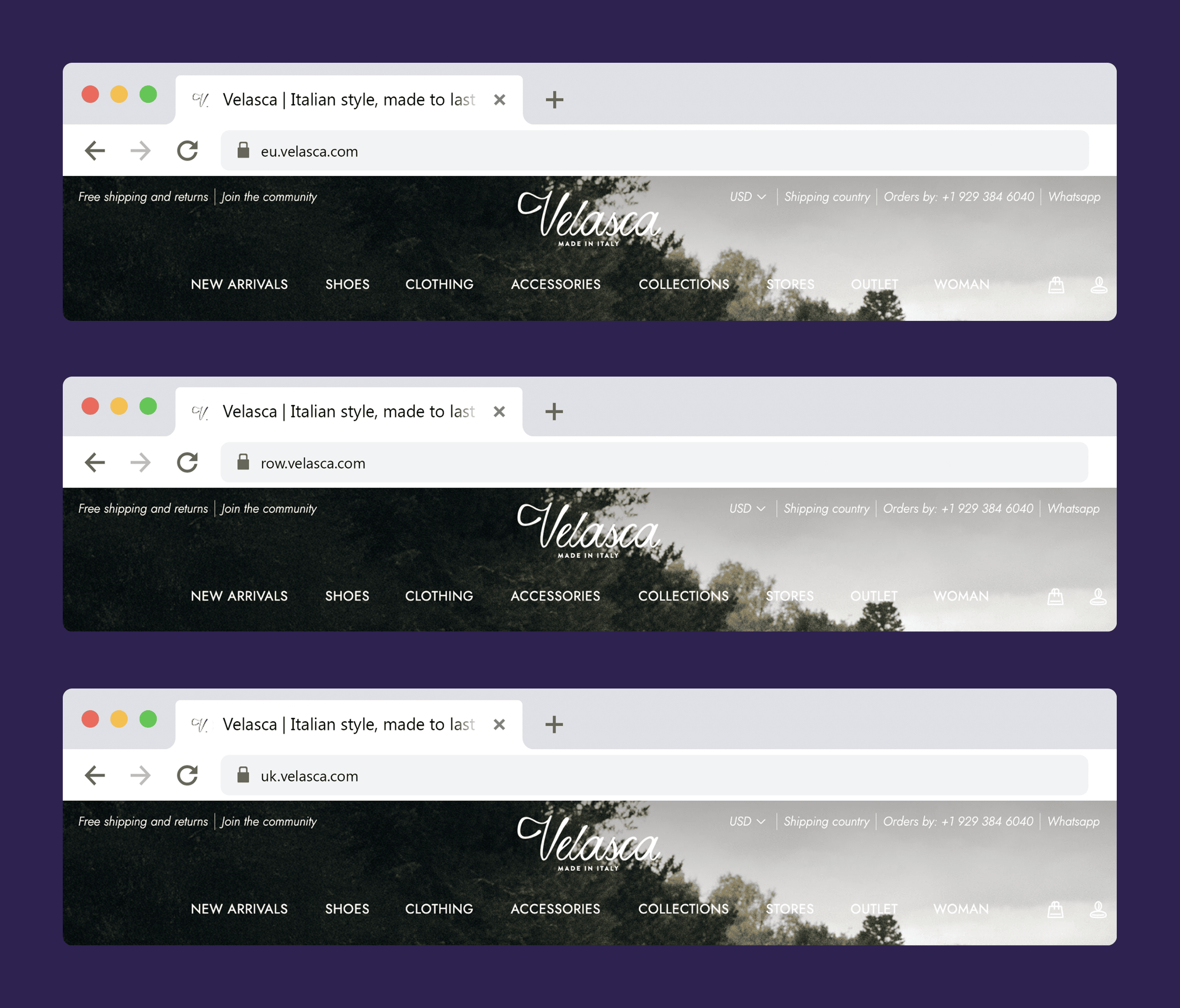 Velasca – Subdomains for different markets Velasca – Subdomains for different markets