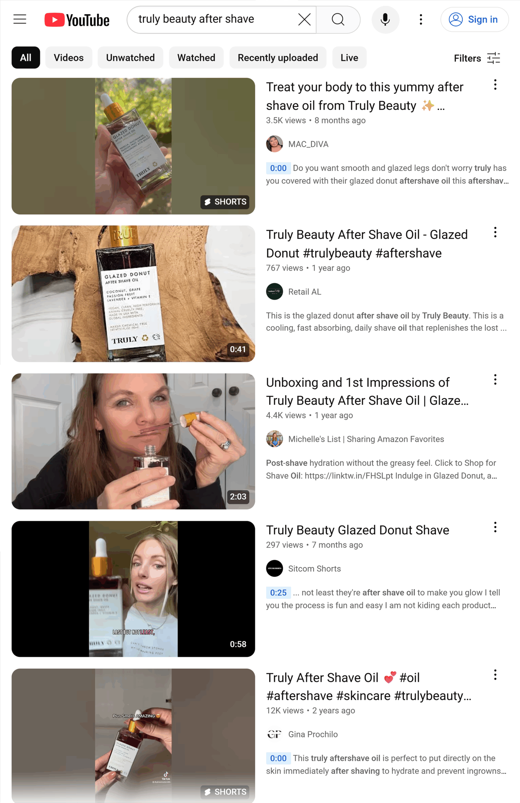 YouTube – Truly Beauty after shave oil – Results YouTube – Truly Beauty after shave oil – Results