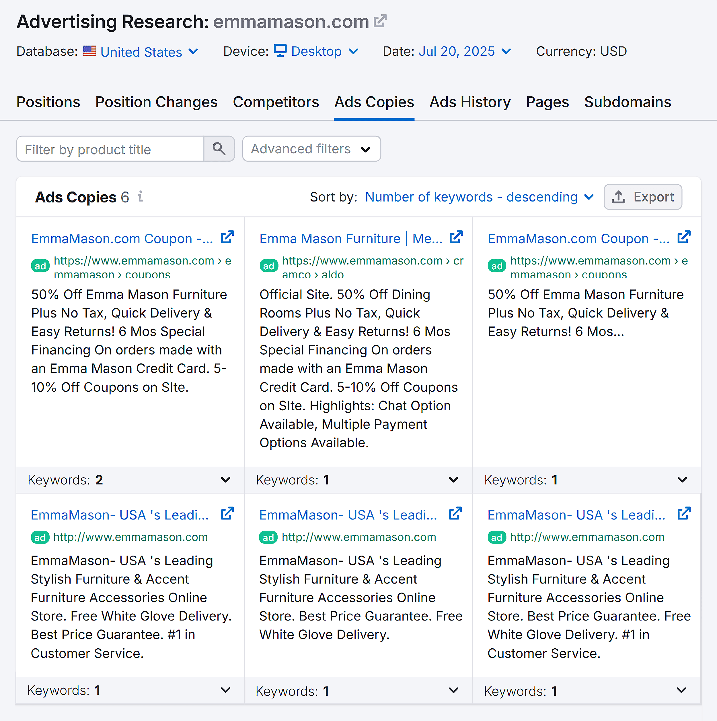 Advertising Research – EmmaMason – Ads Copies