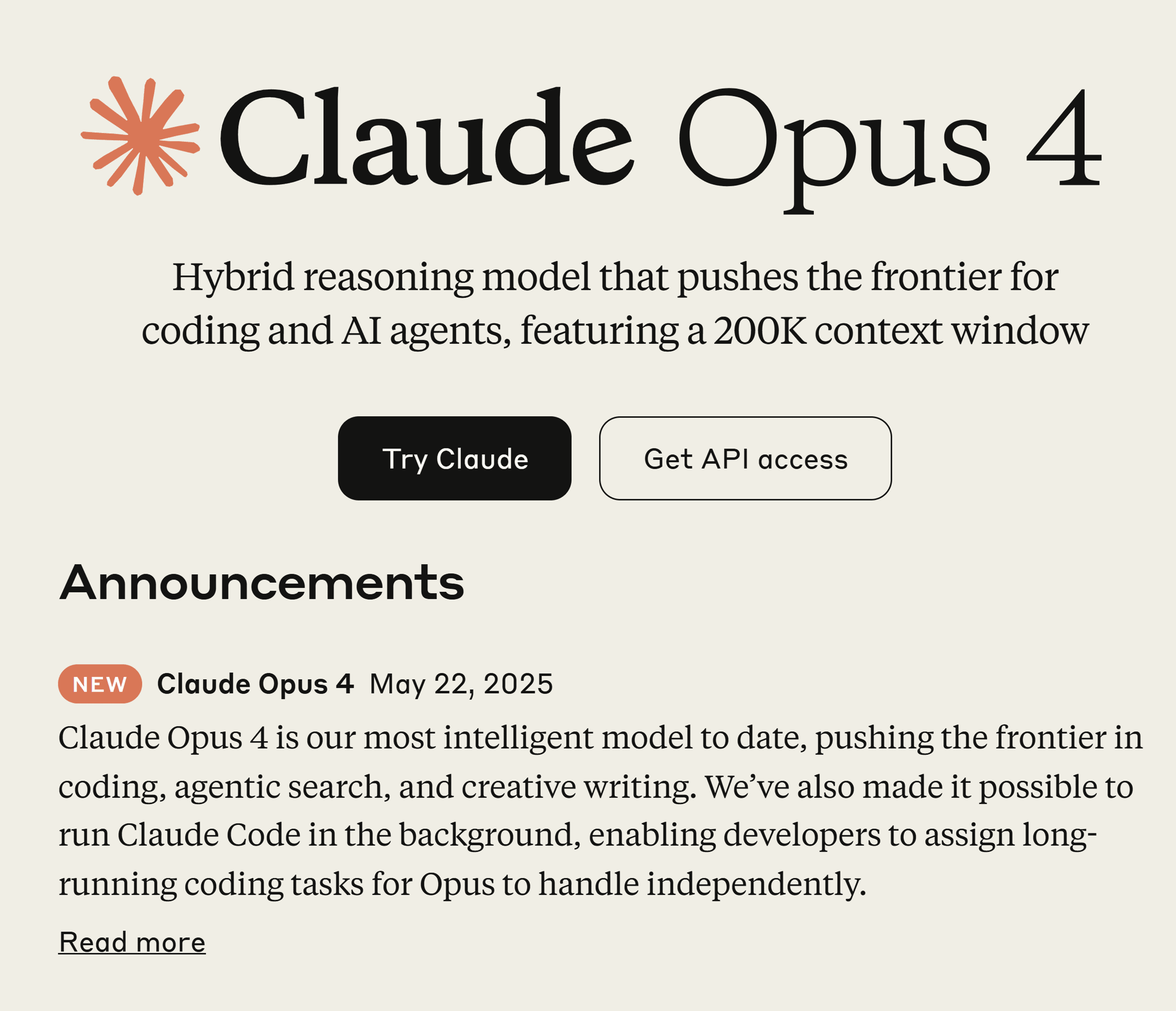 Anthropic – Claude Opus 4 Anthropic – Claude Opus 4