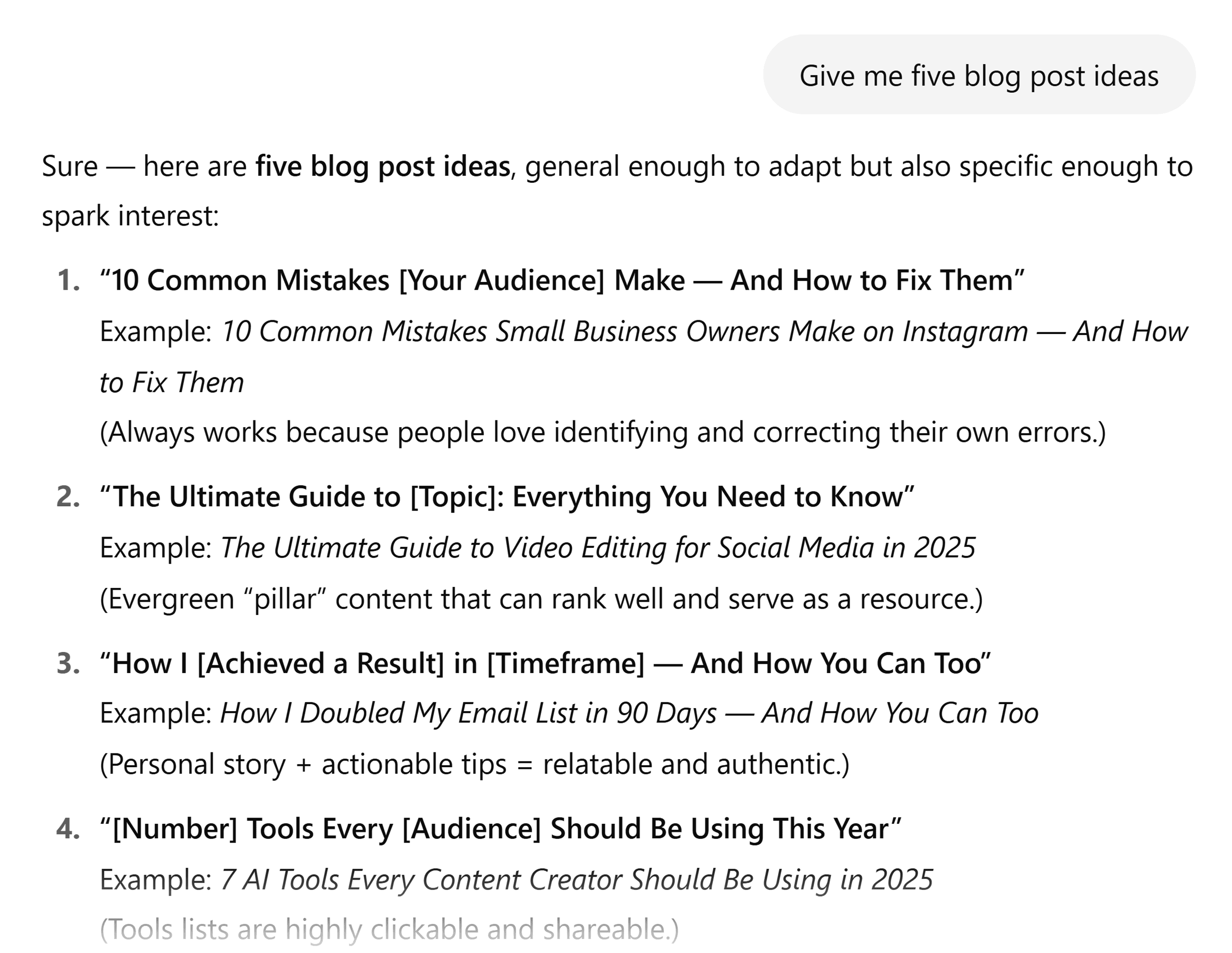 ChatGPT – Blog post ideas