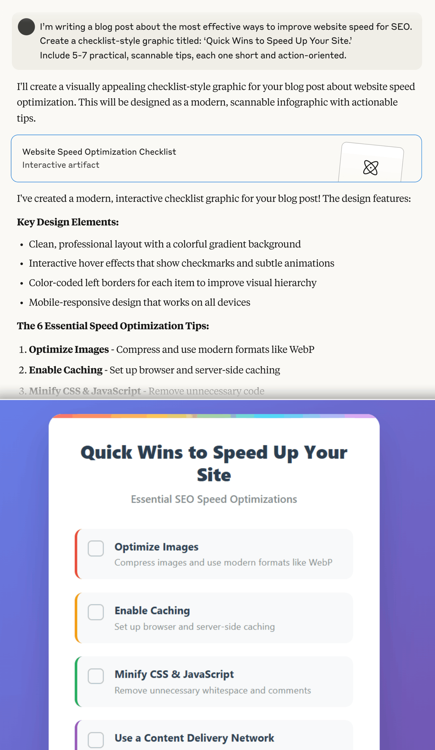 Claude – Checklist style graphic – Prompt