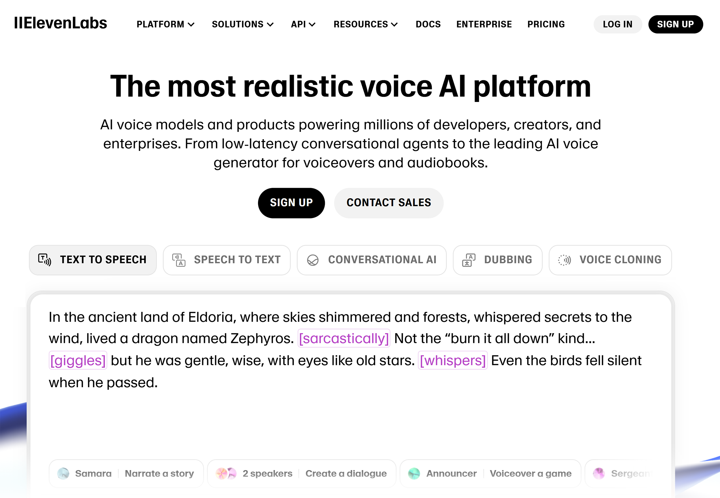 ElevenLabs – Homepage