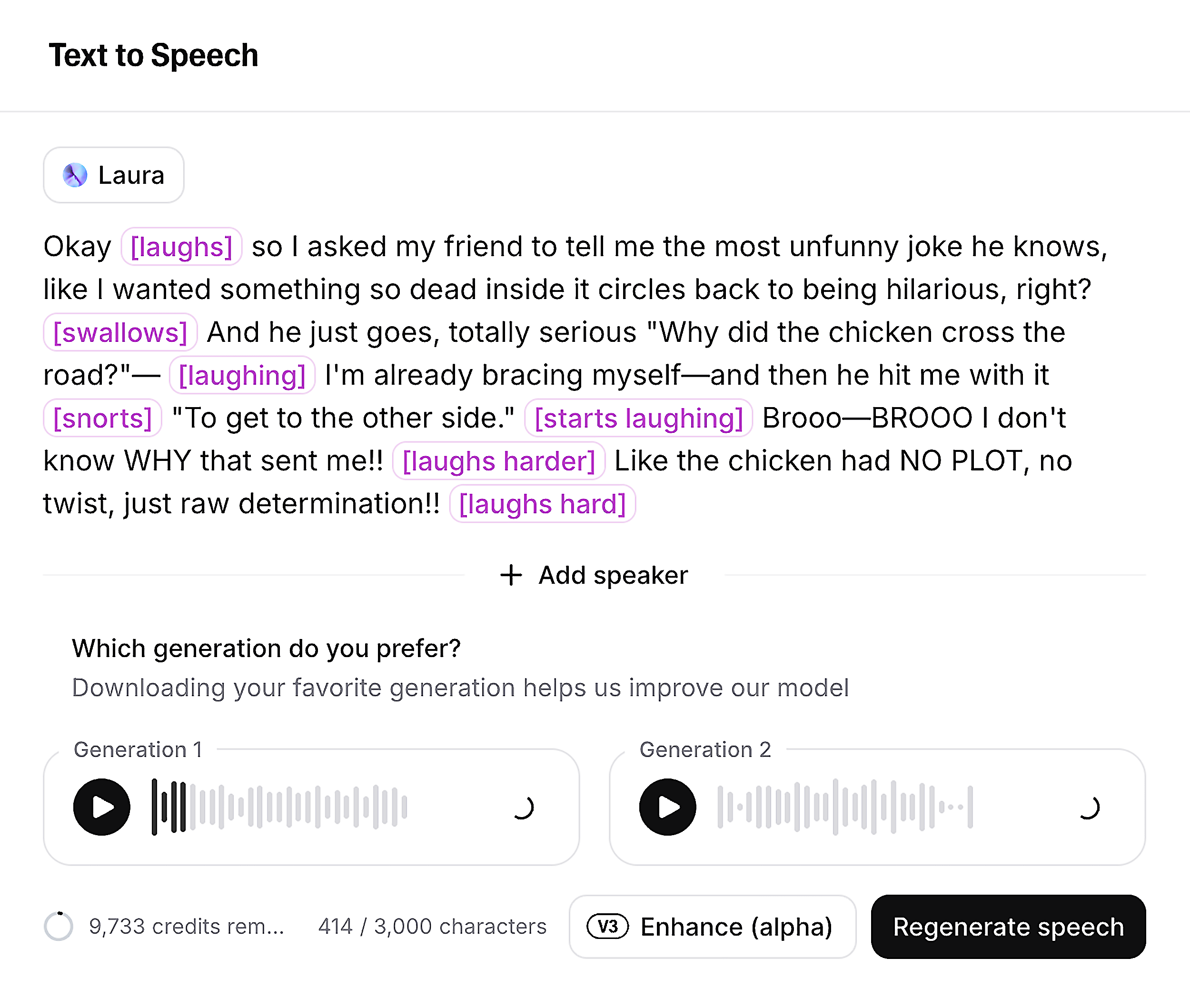 ElevenLabs – Text to Speech – Add emotions tags