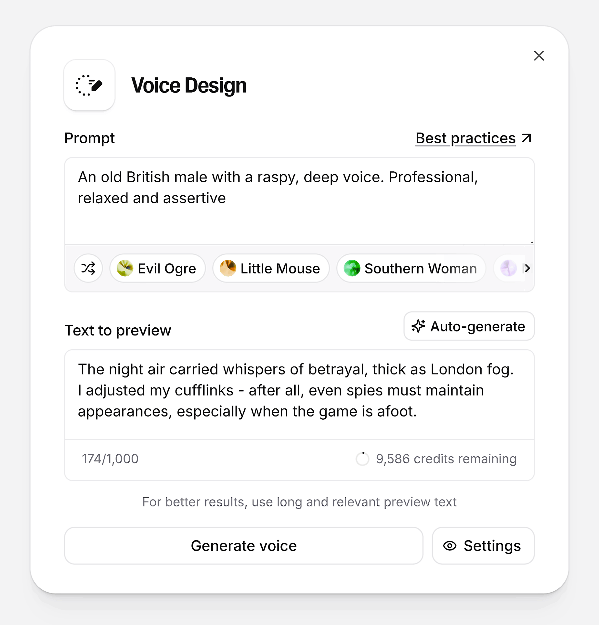 ElevenLabs – Voice Design