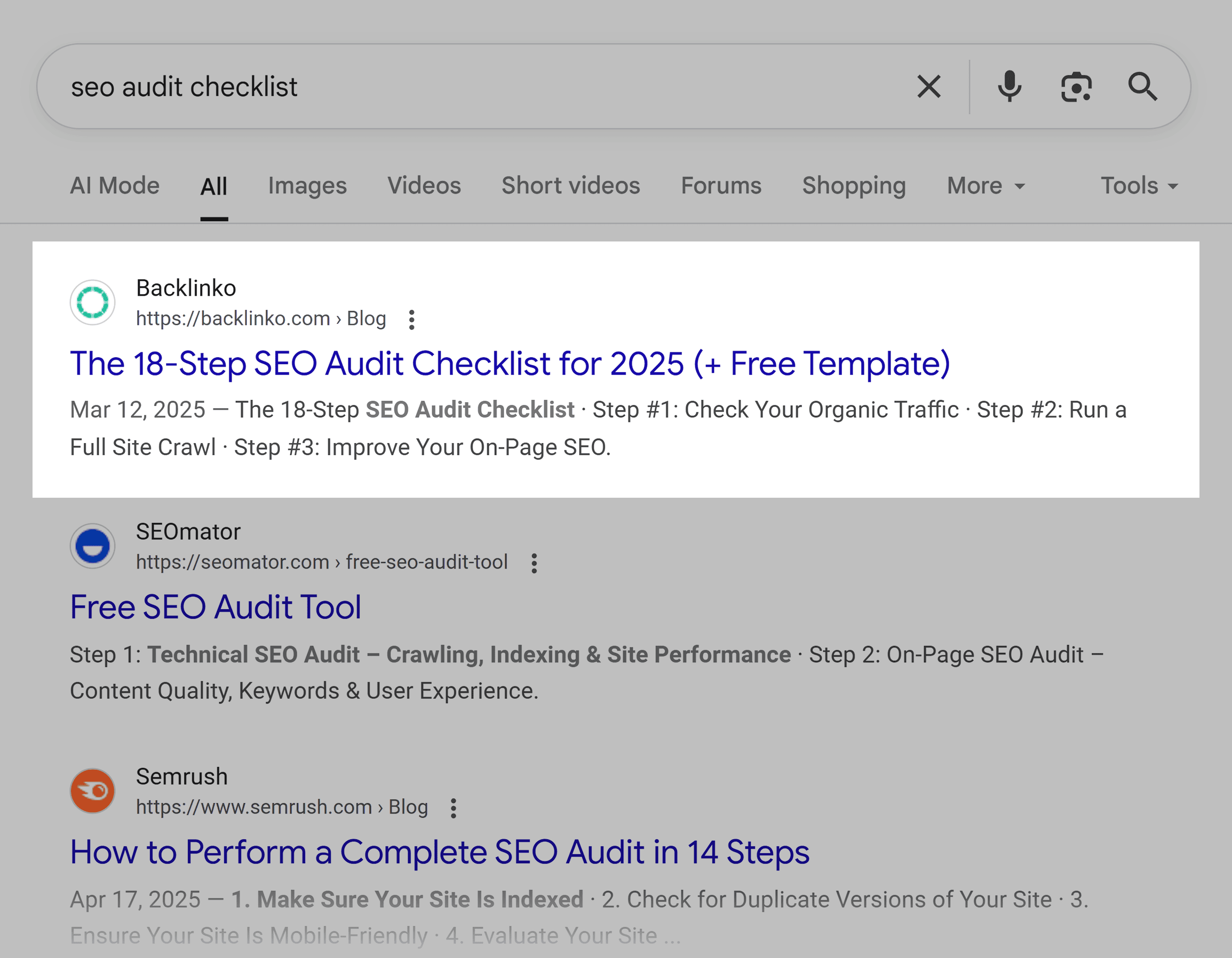 Google SERP – SEO Audit Checklist Google SERP – SEO Audit Checklist