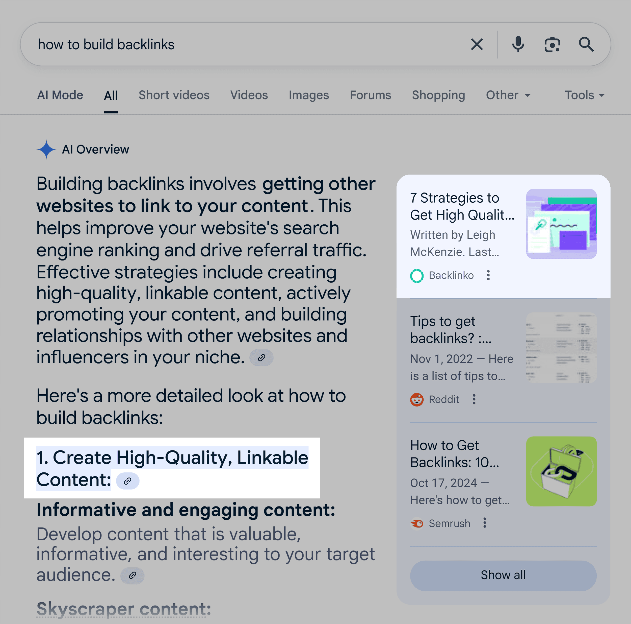 Google SERP – How to build backlinks – AI Overview Google SERP – How to build backlinks – AI Overview