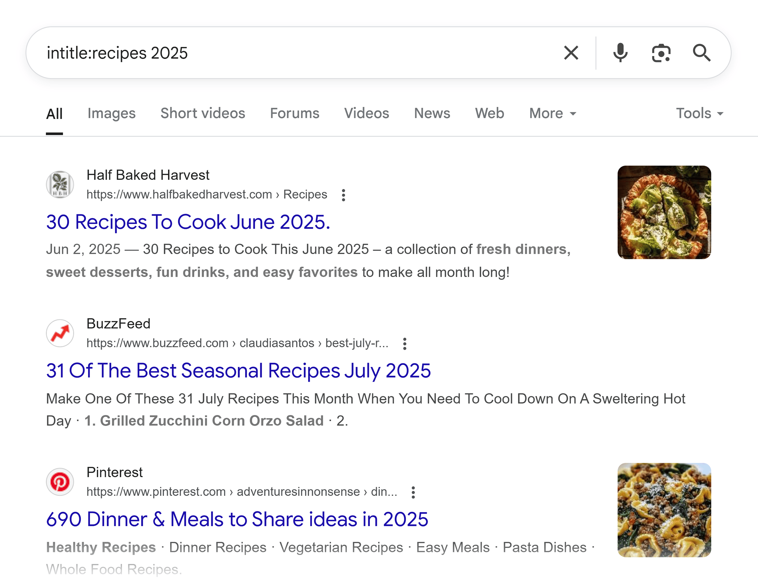 Google SERP – Intitle:recipes 2025 Google SERP – Intitle:recipes 2025