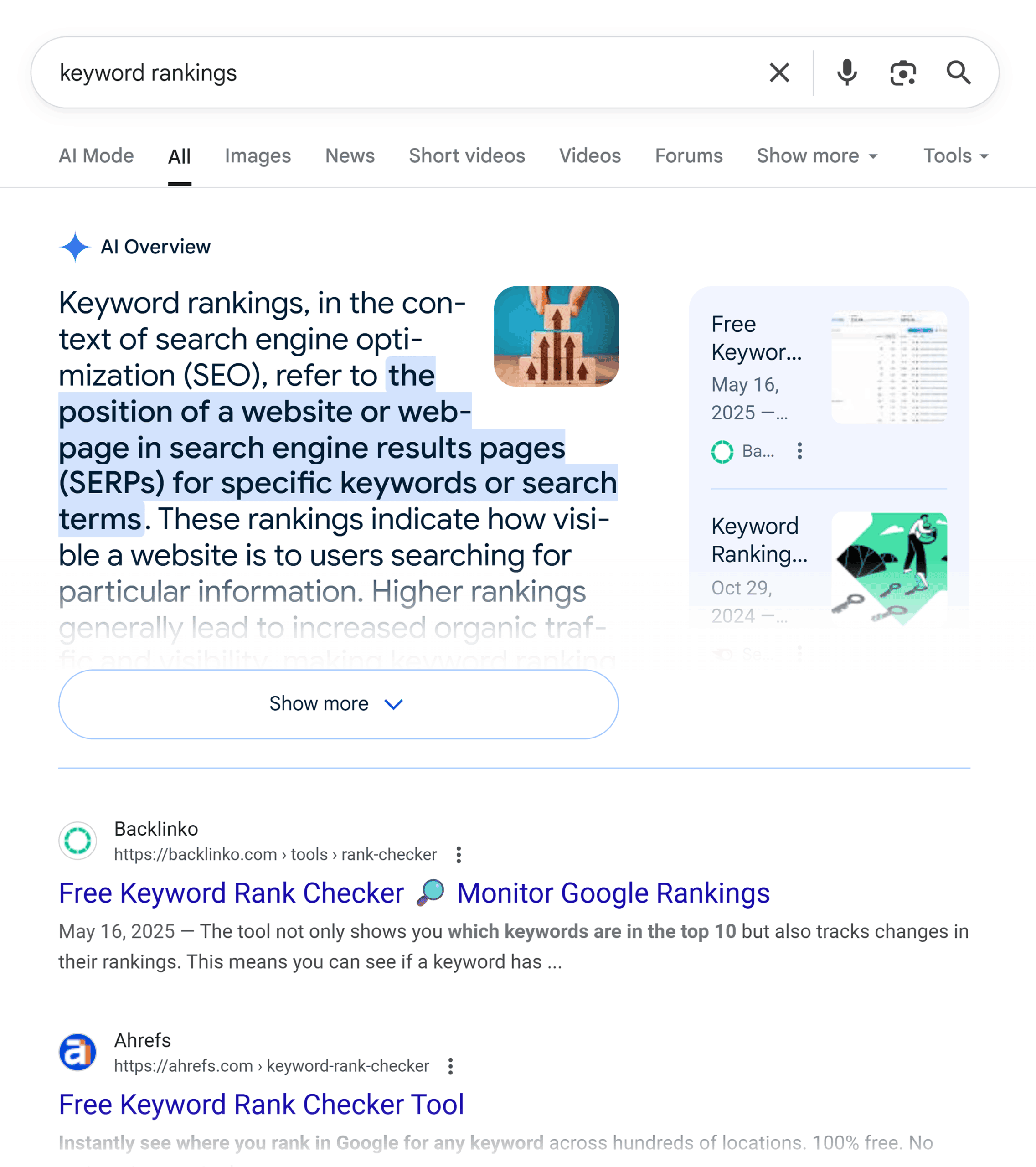 Google SERP – Keyword rankings – AI Overview Google SERP – Keyword rankings – AI Overview