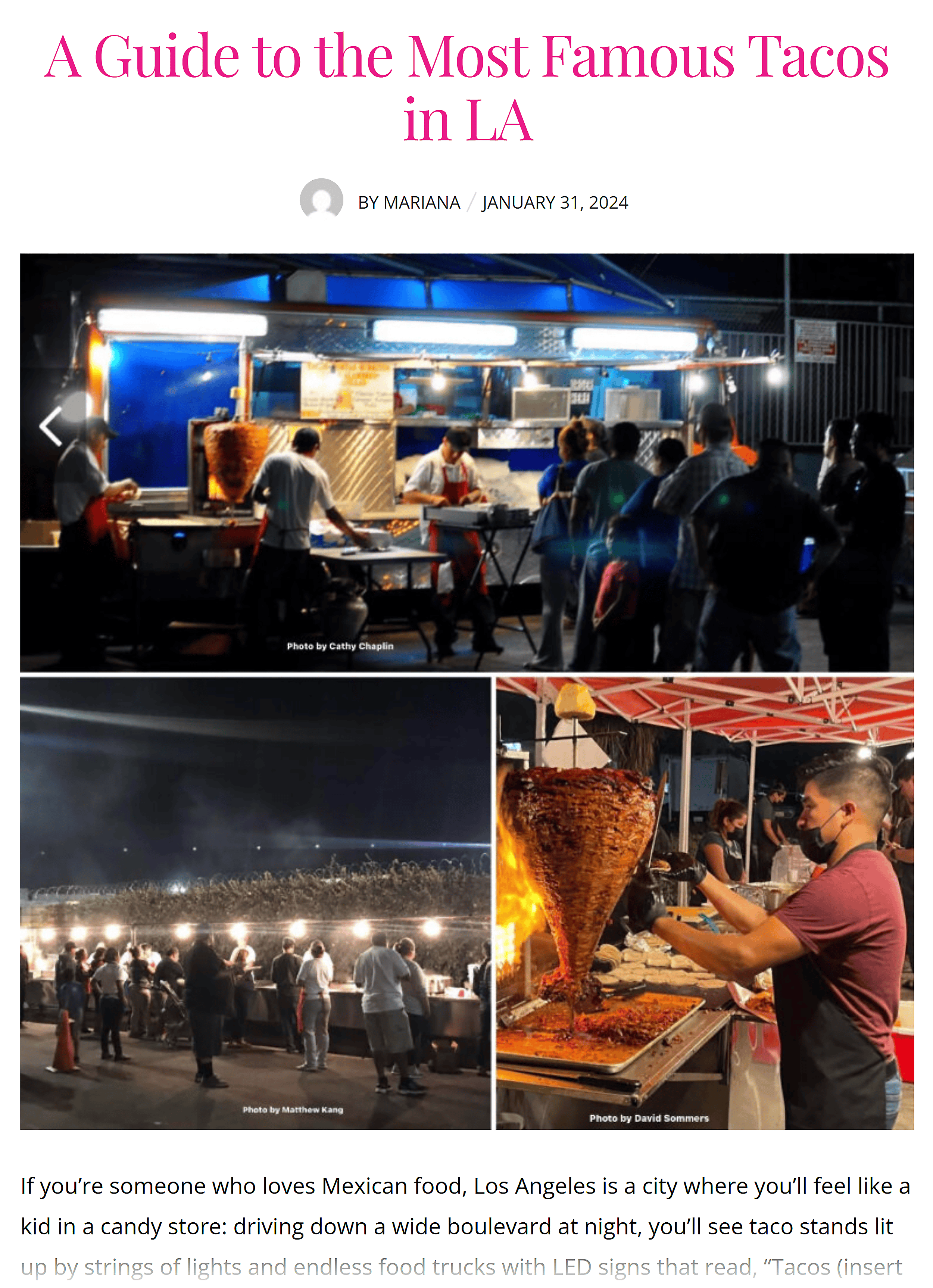 Mariana in LA &ndash; Guide to the most famous tacos in LA