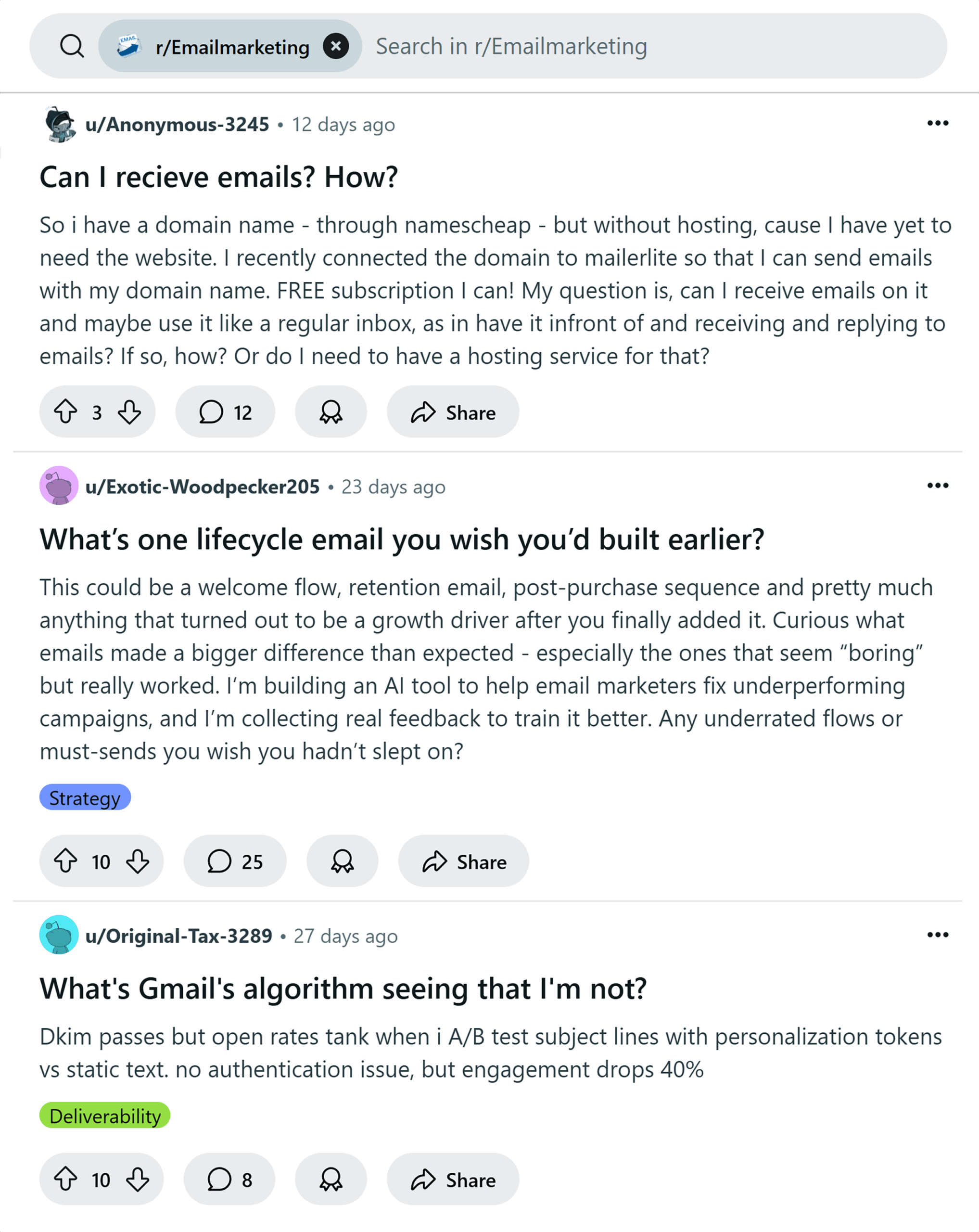 Reddit – Question based threads Reddit – Question based threads