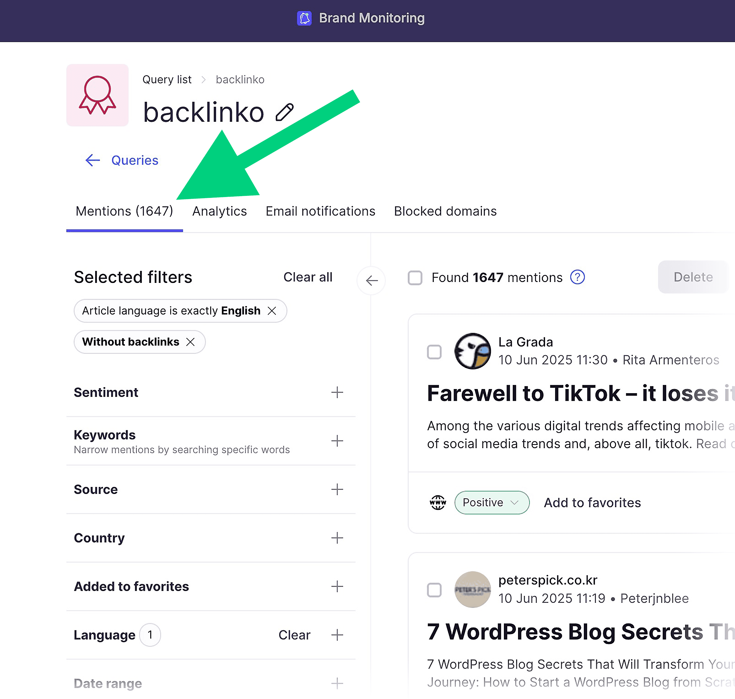Semrush – Brand Monitoring – Backlinko mentions Semrush – Brand Monitoring – Backlinko mentions