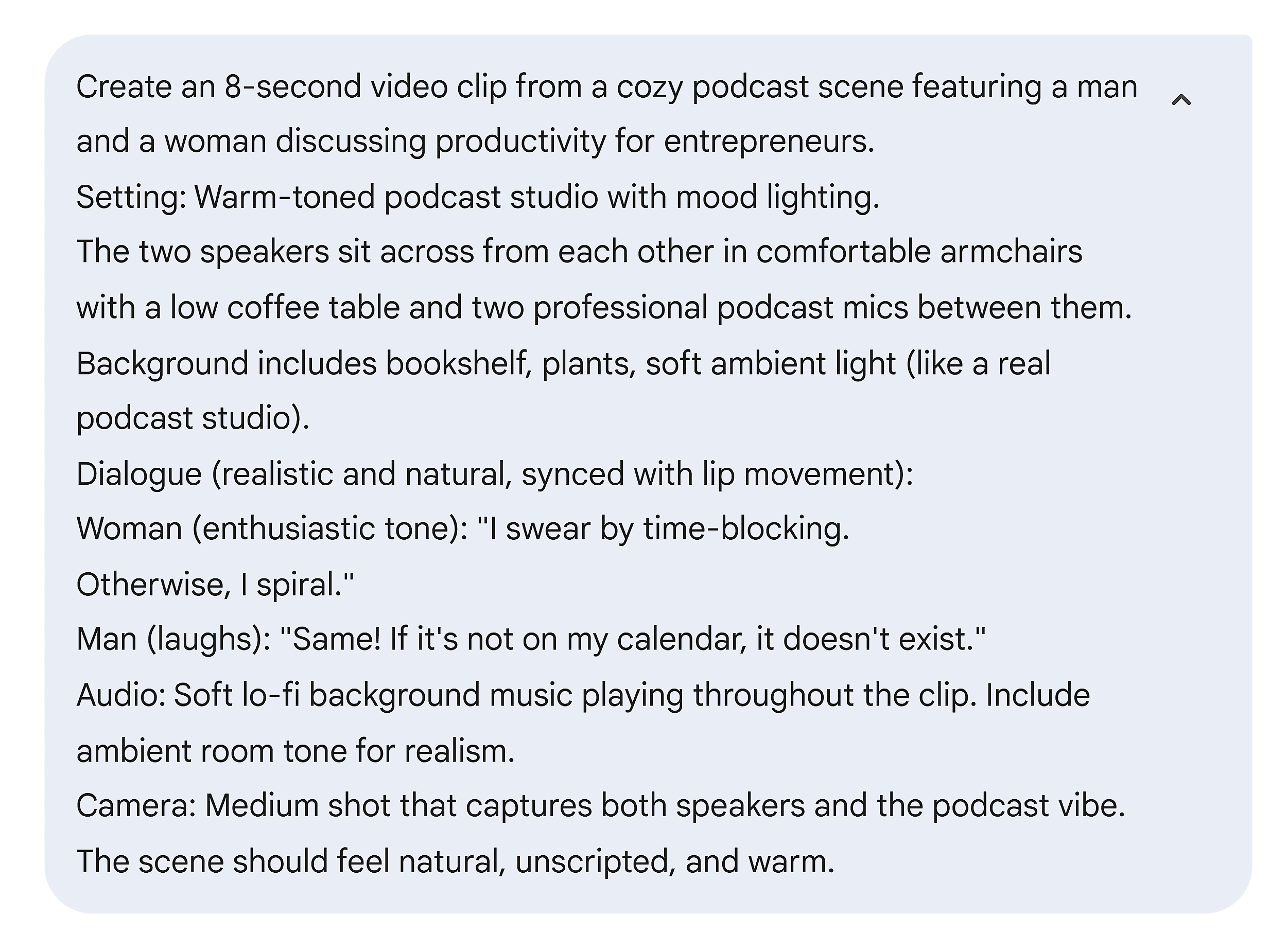 The most detailed prompt for podcast scene