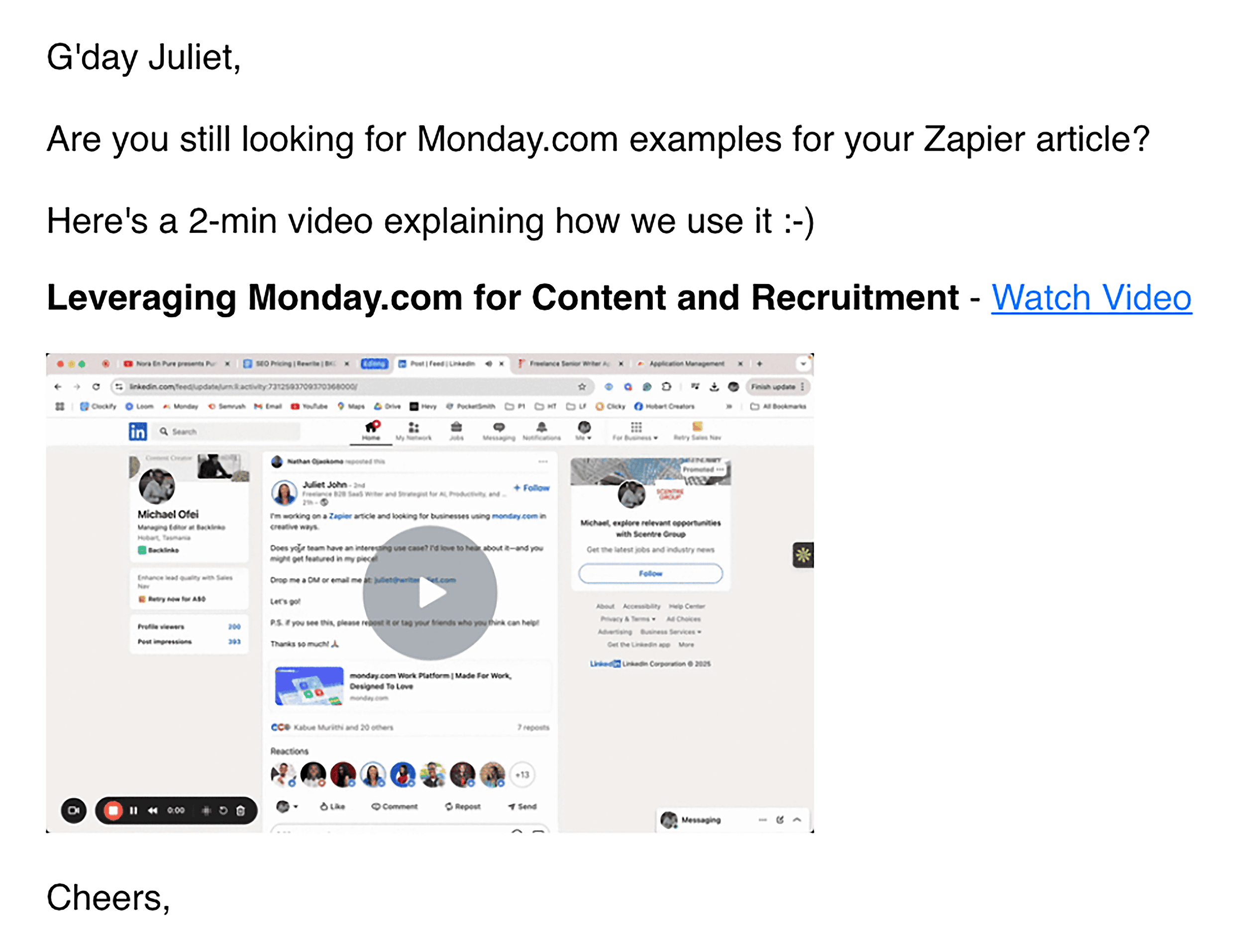 Video on using Monday on Backlinko Video on using Monday on Backlinko