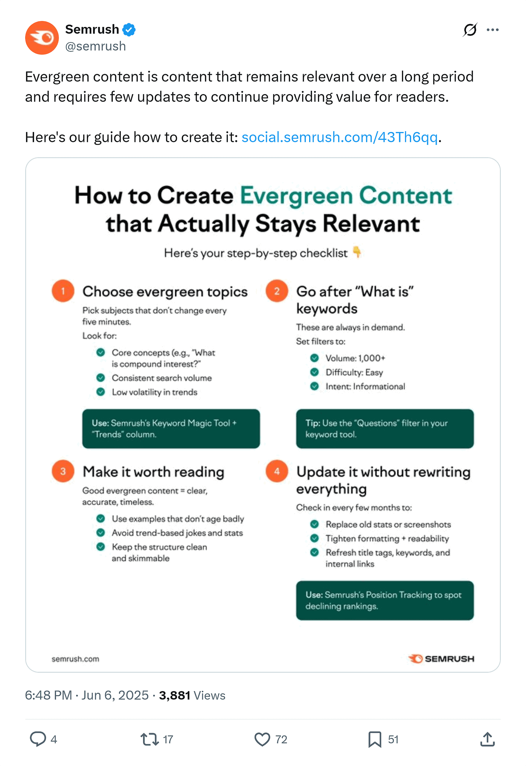 X – Semrush status – Evergreen Content X – Semrush status – Evergreen Content