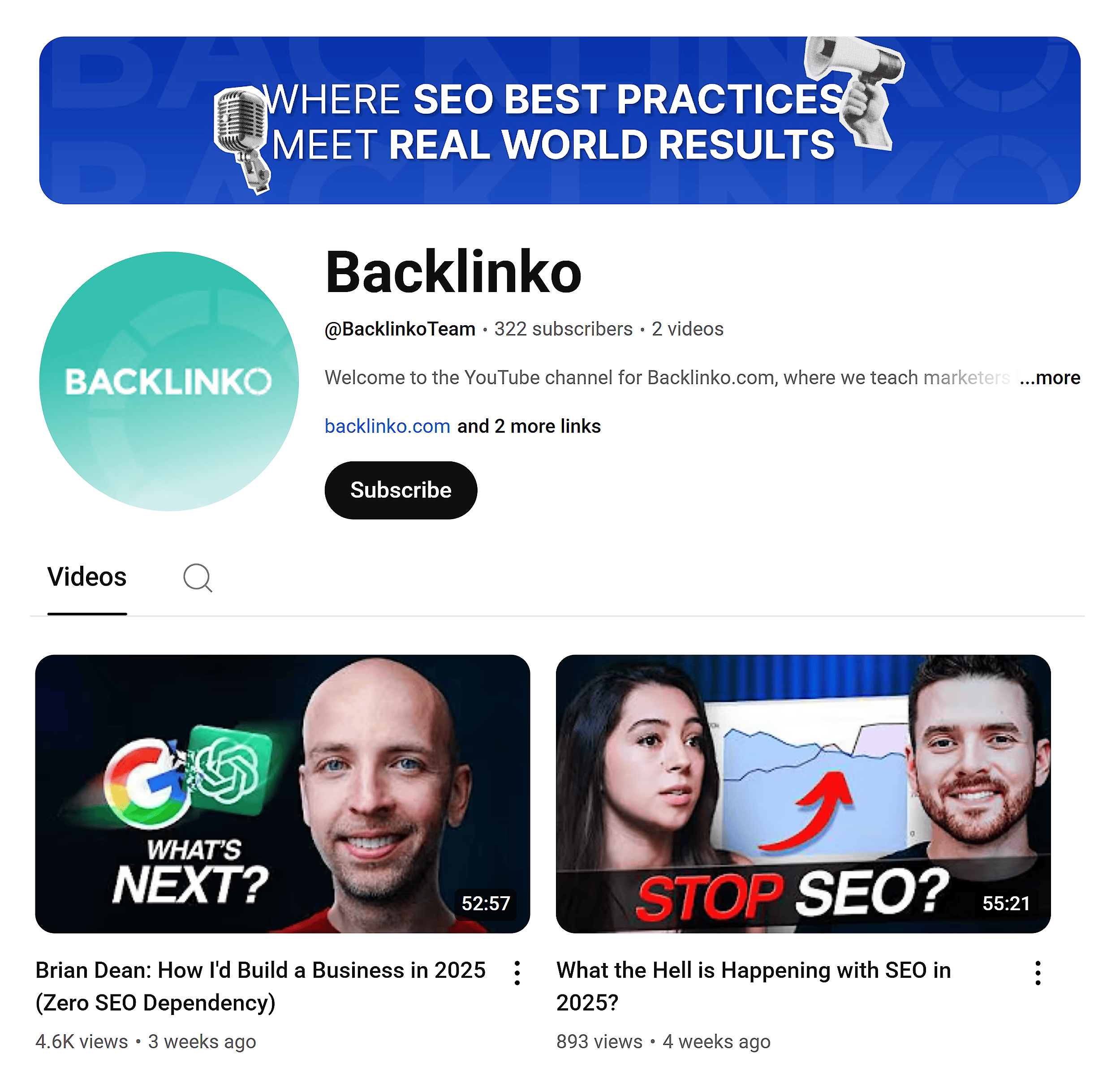 YouTube – Backlinko channel YouTube – Backlinko channel